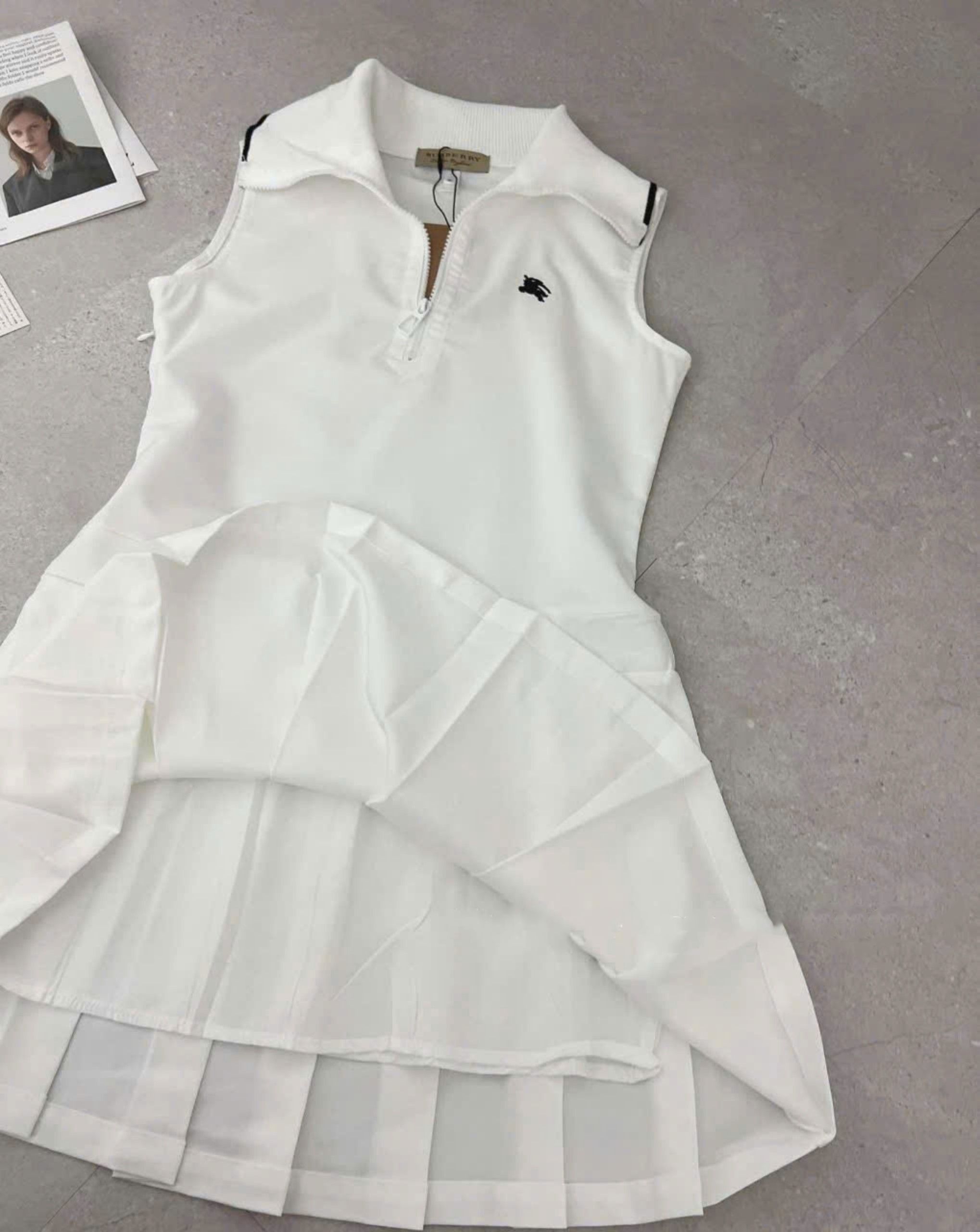 Áo đầm thun nữ polo cổ bẻ Burberry 2