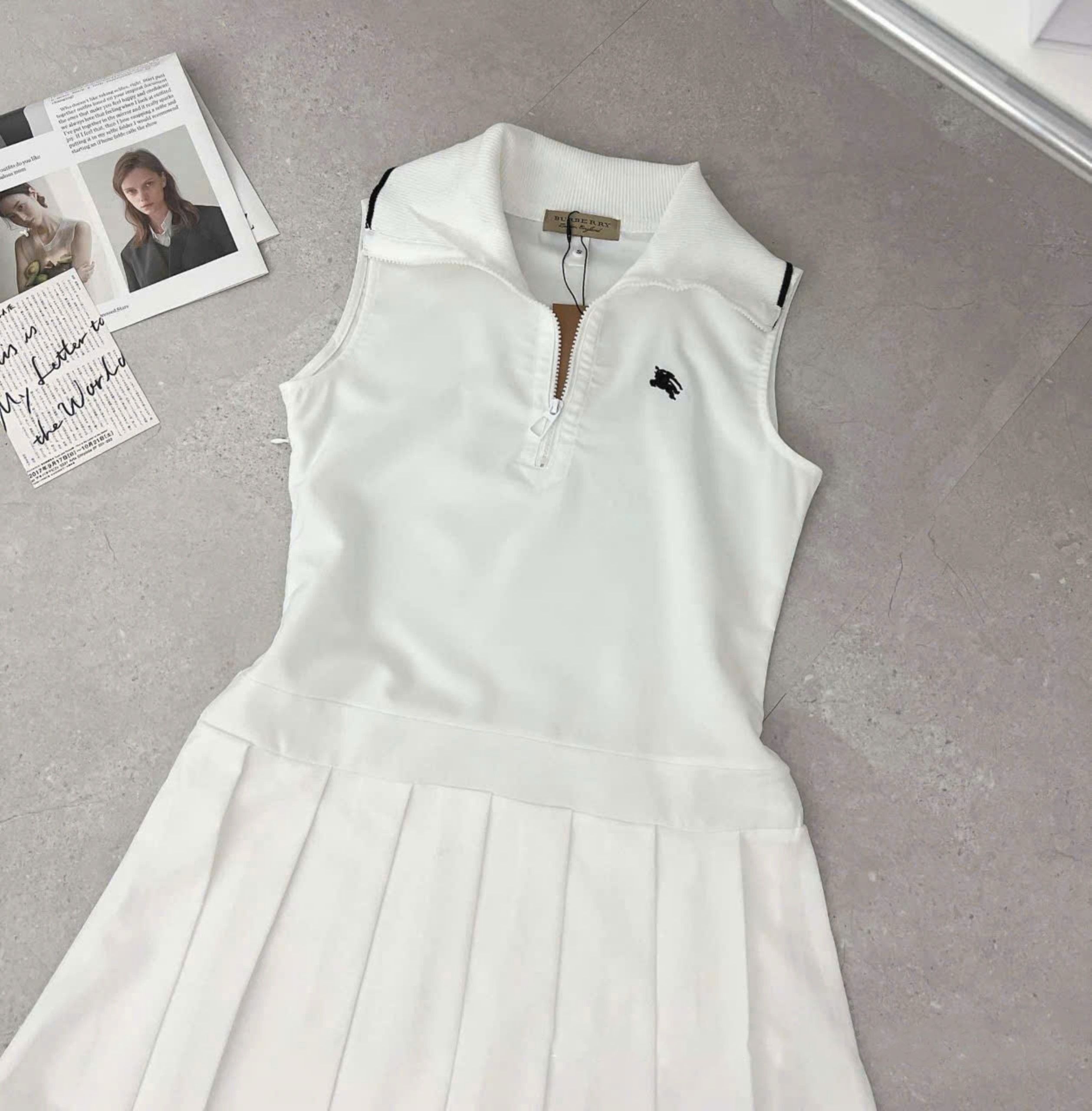 Áo đầm thun nữ polo cổ bẻ Burberry 8