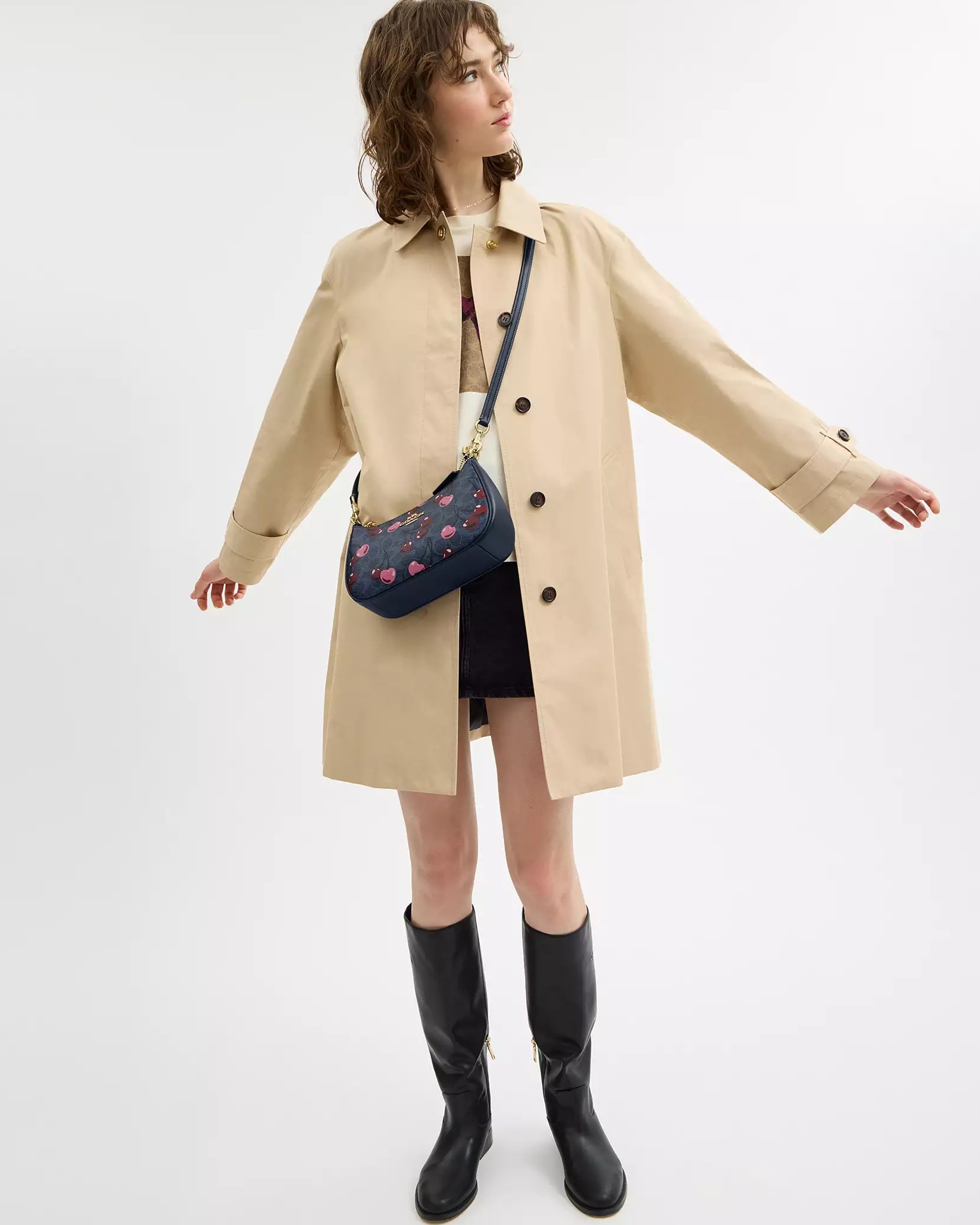 Túi kẹp nách Coach Teri Shoulder Bag In Signature Canvas With Cherry Print Denim Multi CY694 4