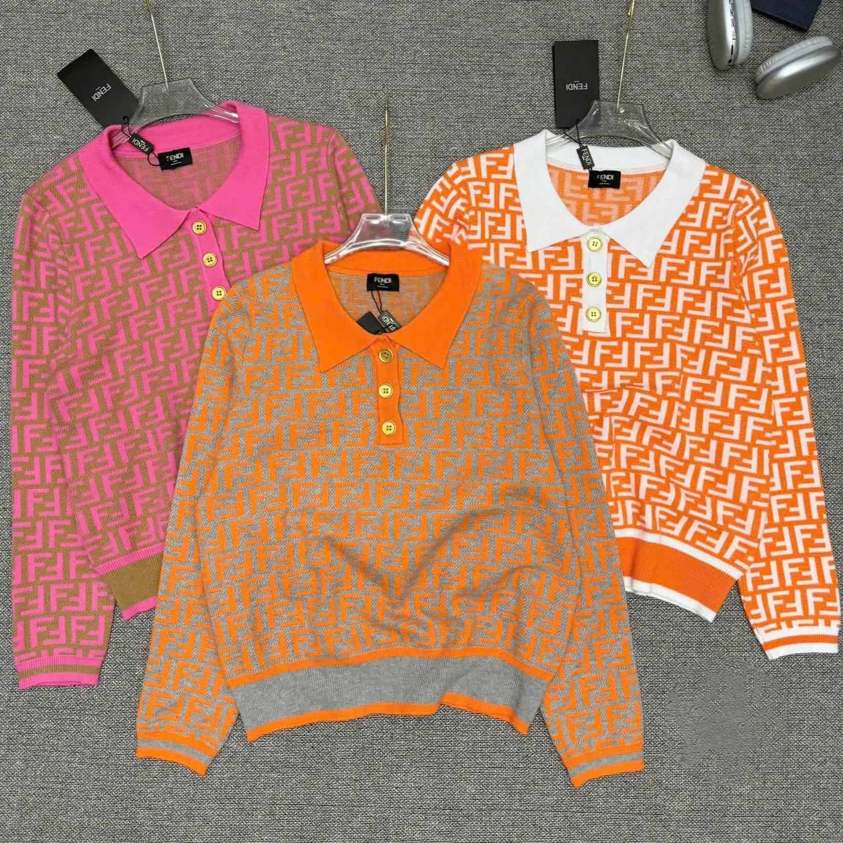 Áo tay dài cổ polo Fendi 5