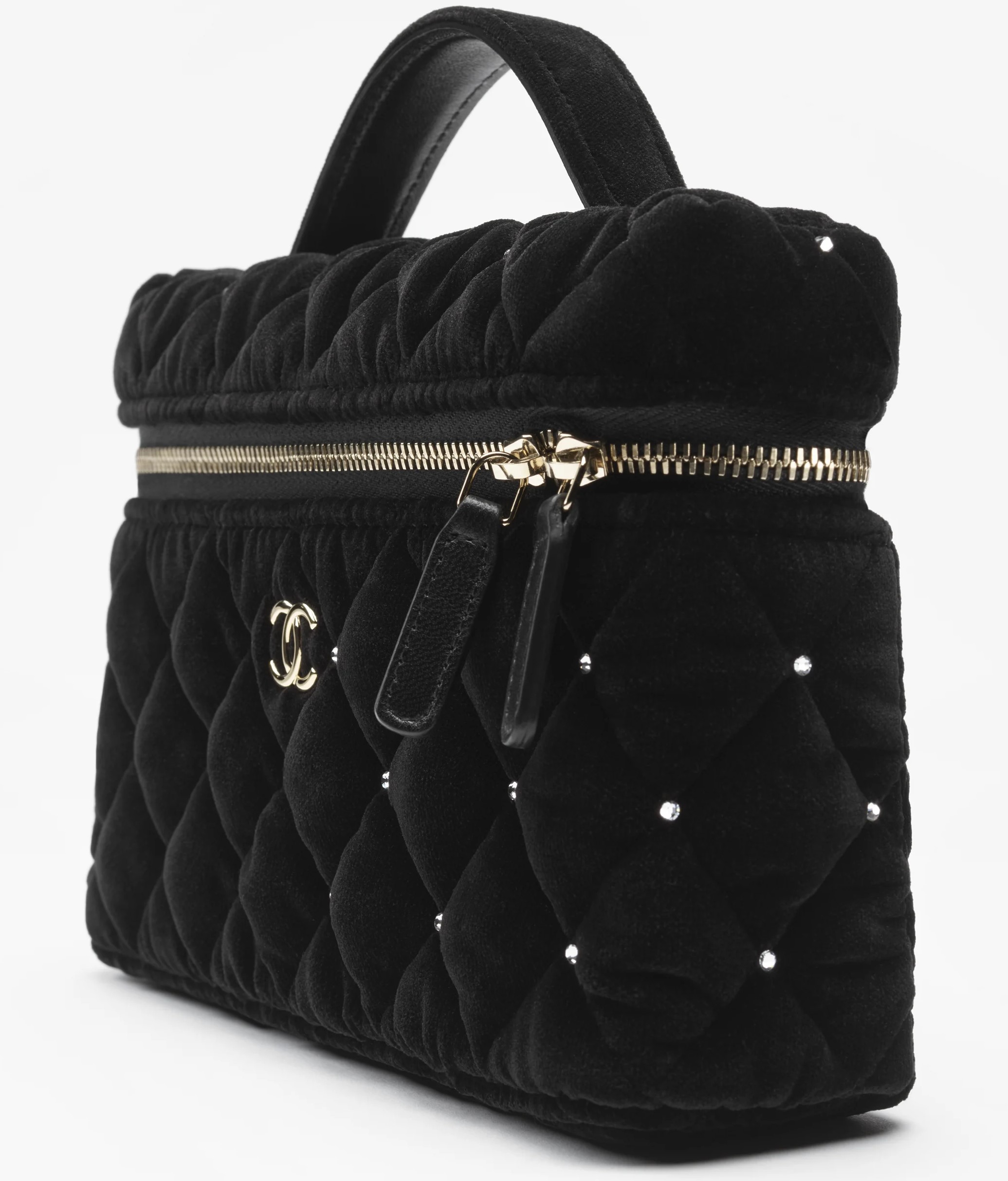 Túi Chanel Vanity with Chain Velvet Diamanté Gold-Tone Metal 3