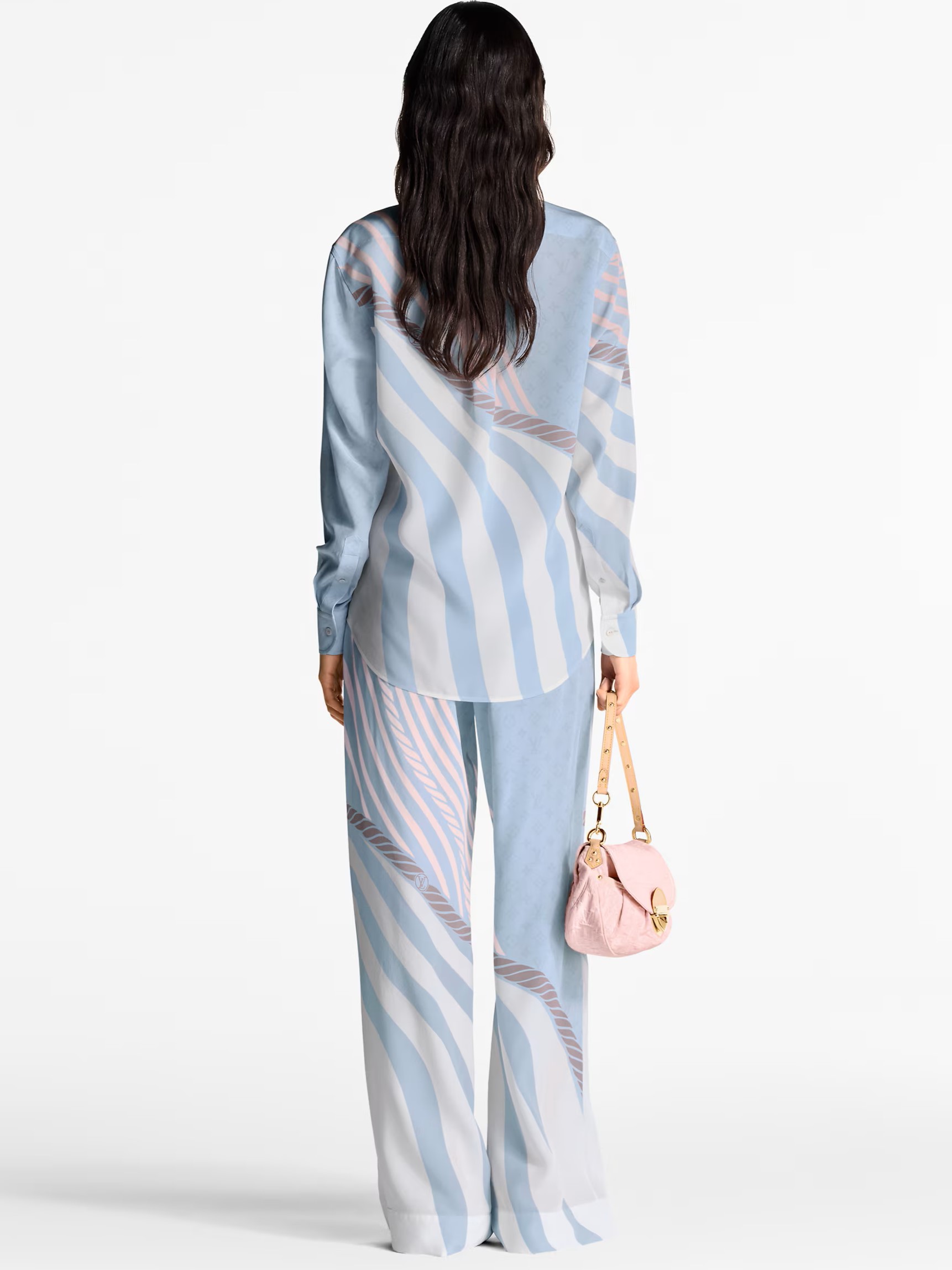 Set áo sơ mi quần suông vải xanh dương Louis Vuitton 5