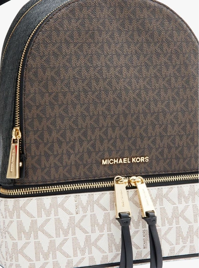Balo Michael Kors Rhea Medium Color-block Logo Backpack in Musk Multi 12