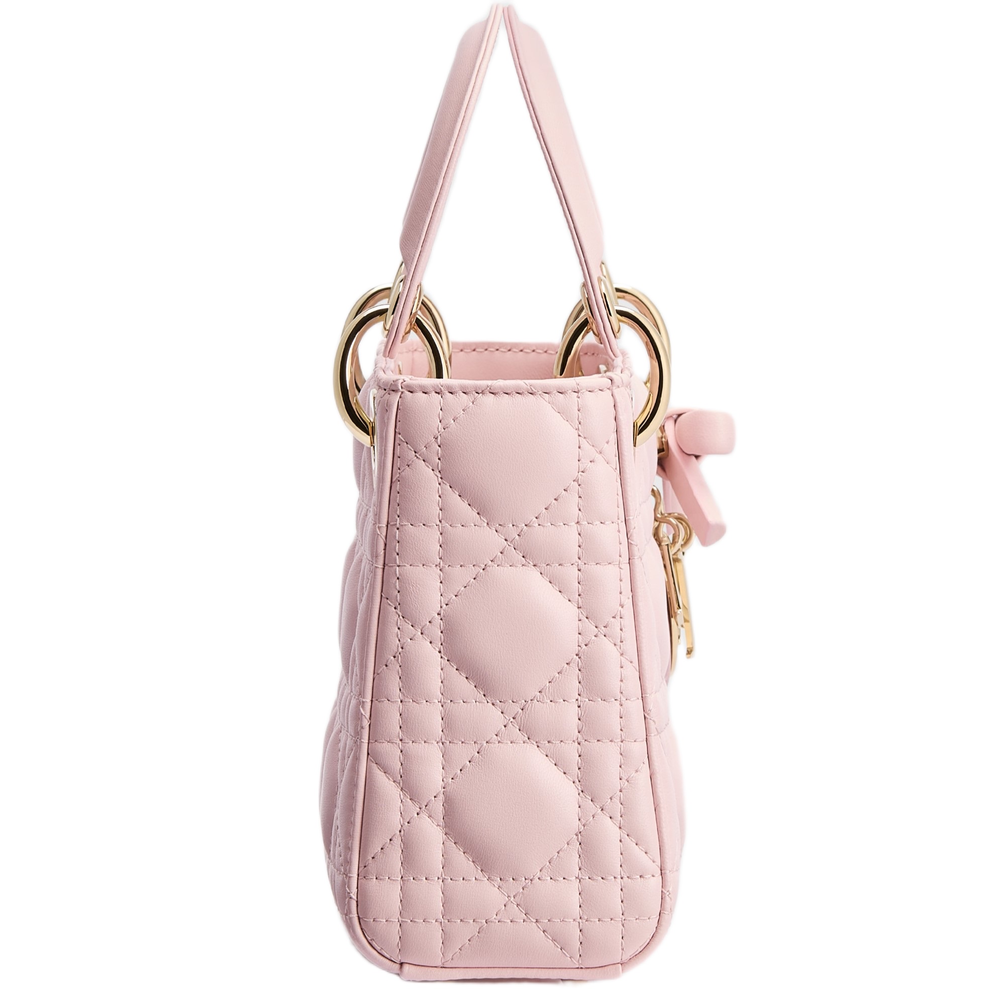 Túi Mini Lady Dior Bag with Chain Rose Soupir Cannage Lambskin 1