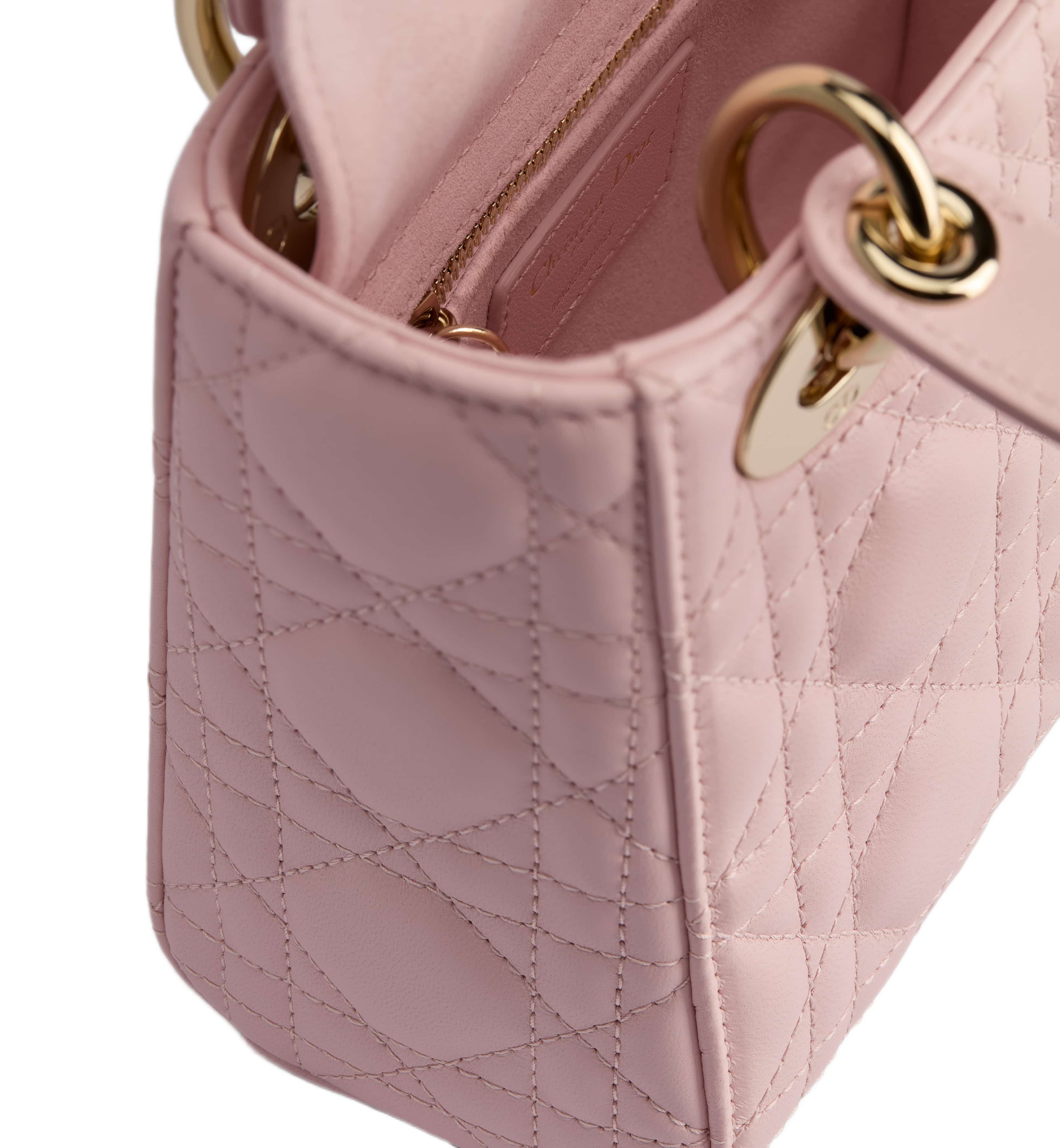 Túi Mini Lady Dior Bag with Chain Rose Soupir Cannage Lambskin 2