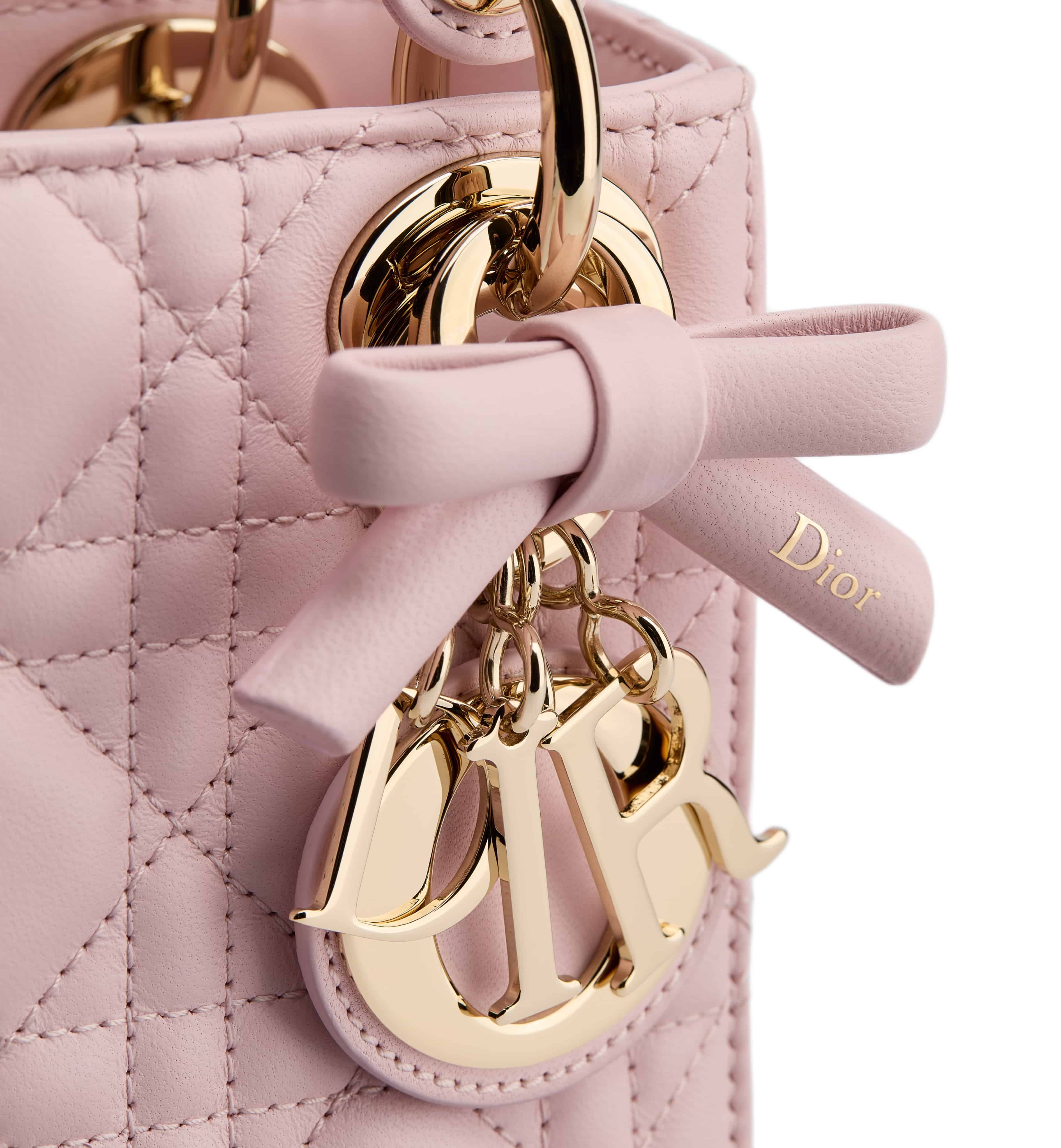 Túi Mini Lady Dior Bag with Chain Rose Soupir Cannage Lambskin 5