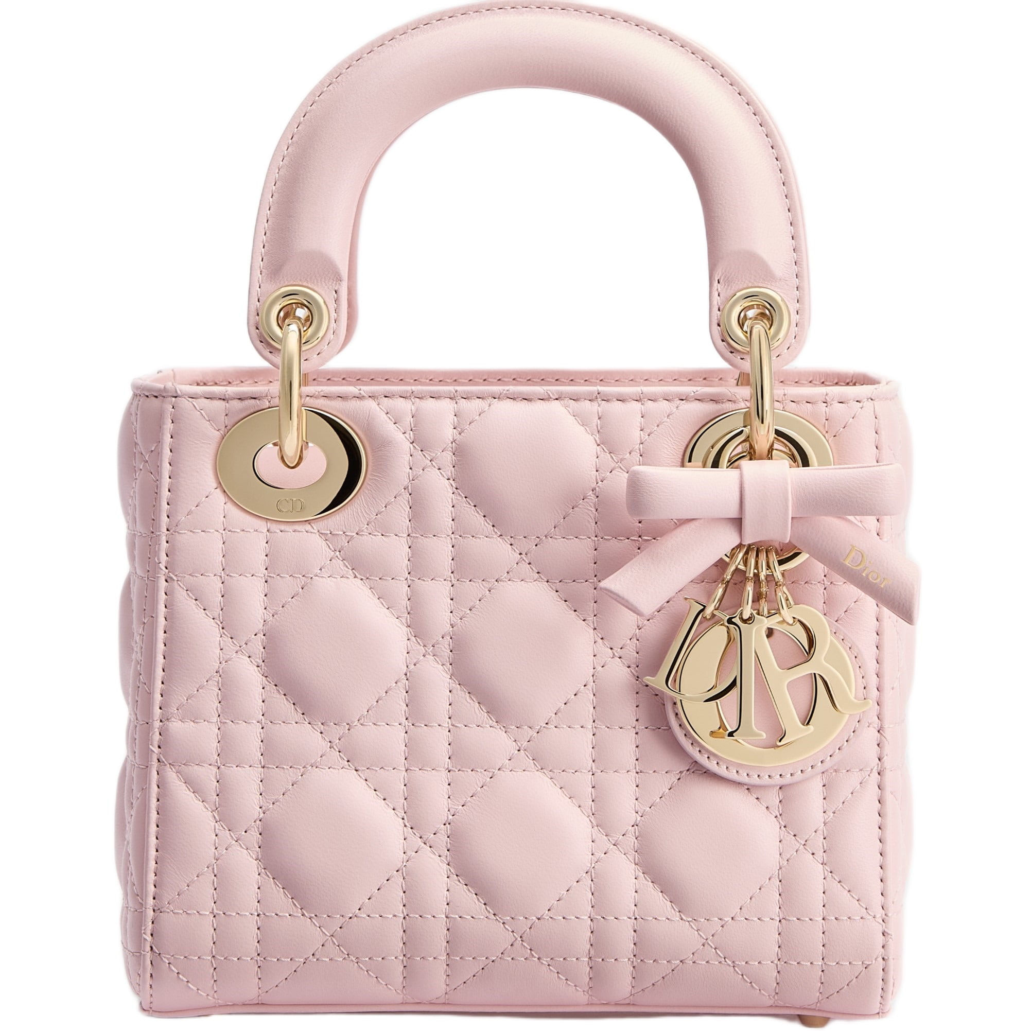Túi Mini Lady Dior Bag with Chain Rose Soupir Cannage Lambskin 6