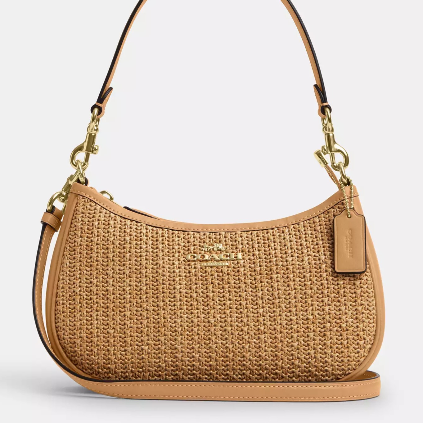 TÚI COACH NỮ TERI LATTE MULTI STRAW AND SMOOTH LEATHER SHOULDER BAG CR350 4