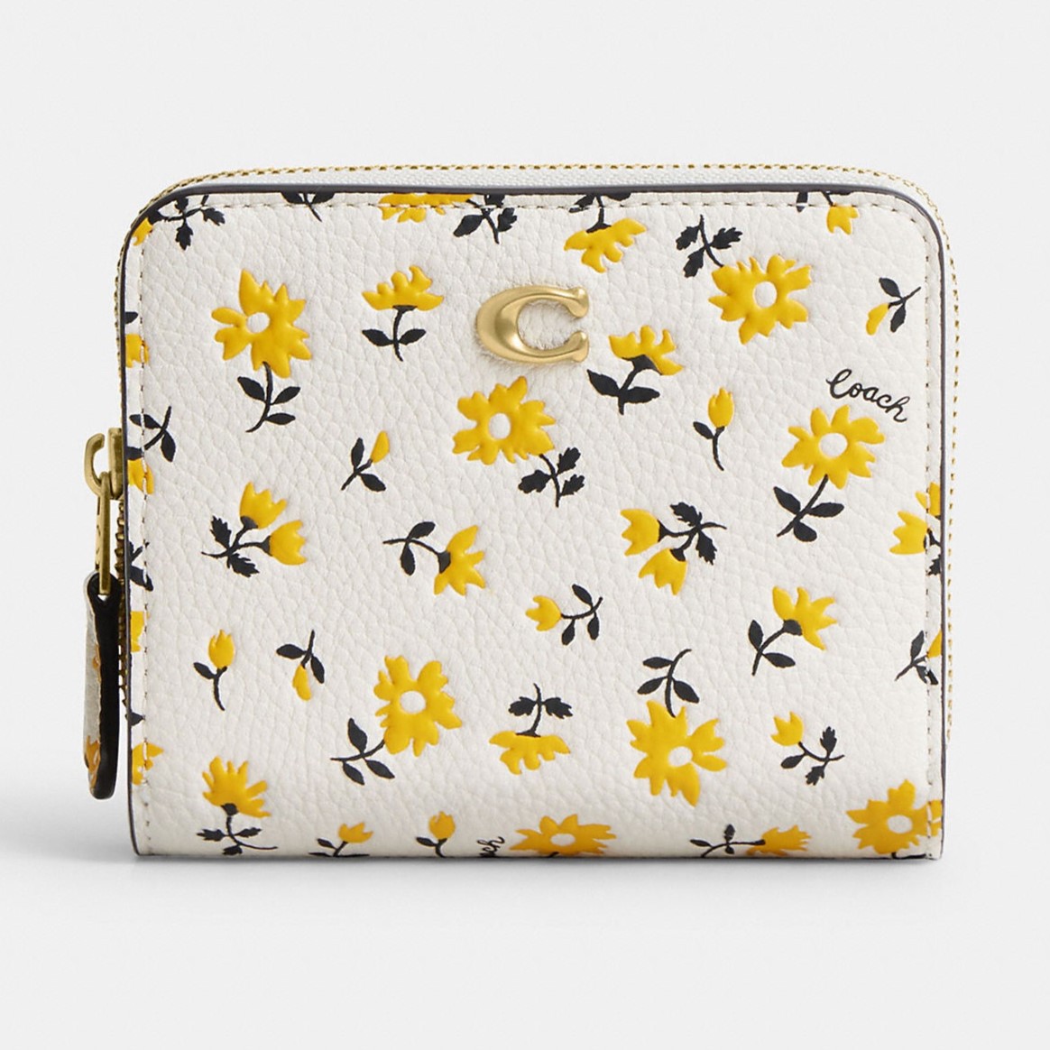 VÍ NGẮN IN HOA COACH BILLFOLD POLISHED PEBBLE LEATHER WALLET WITH FLORAL PRINT CR555 2
