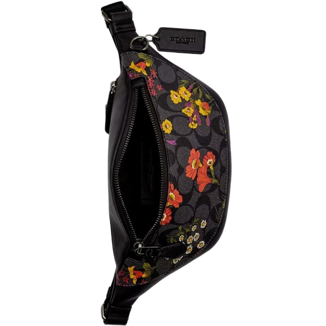 Túi bao tử Coach Warren Mini Belt Bag In Signature Canvas With Floral Print Charcoal Multi CR189 3