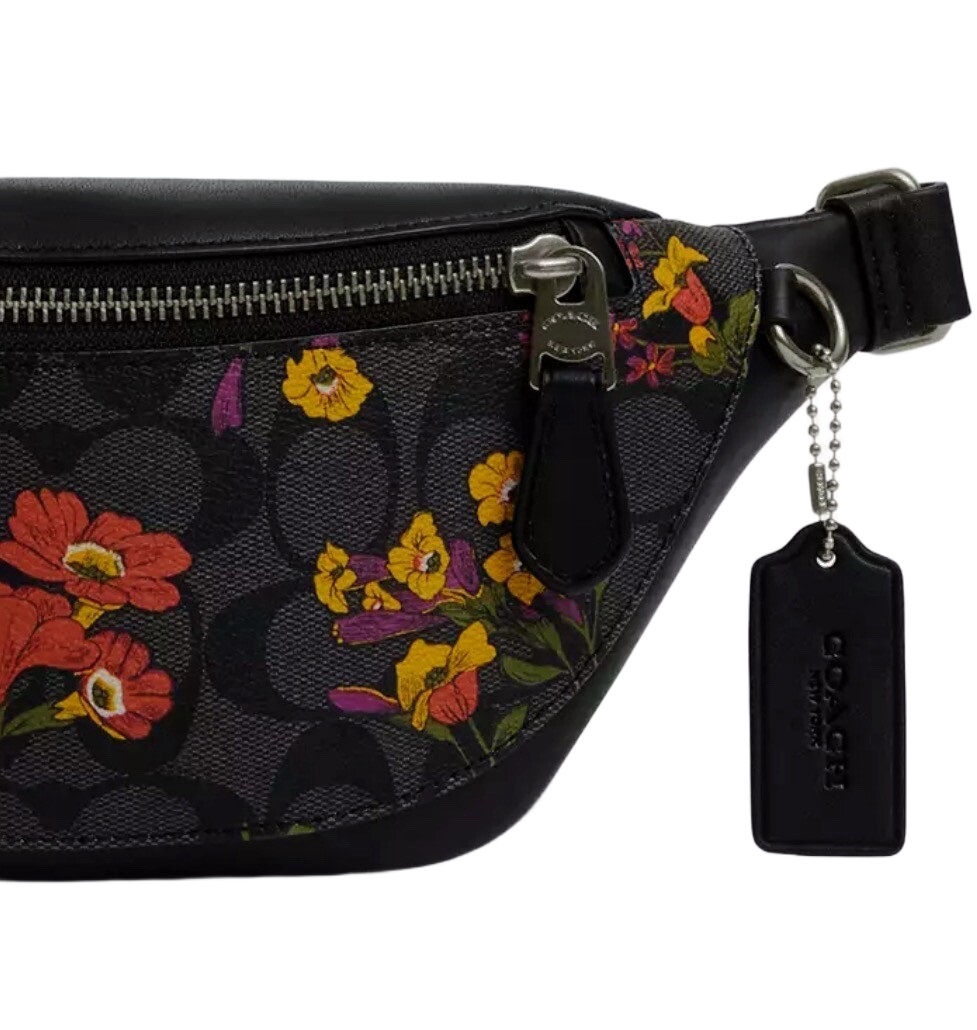 Túi bao tử Coach Warren Mini Belt Bag In Signature Canvas With Floral Print Charcoal Multi CR189 4