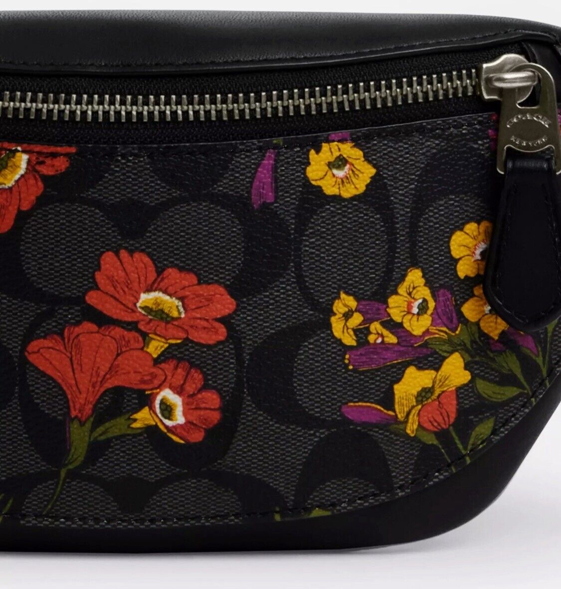 Túi bao tử Coach Warren Mini Belt Bag In Signature Canvas With Floral Print Charcoal Multi CR189 6