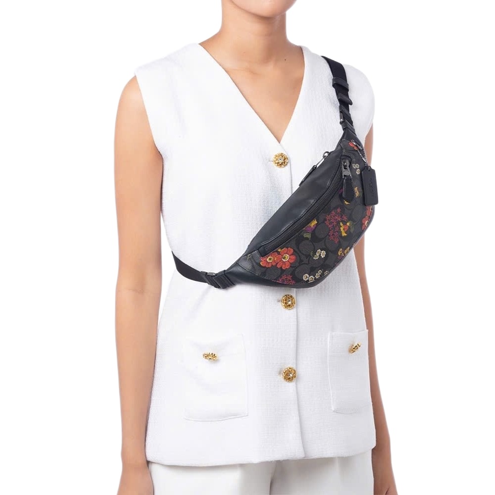 Túi bao tử Coach Warren Mini Belt Bag In Signature Canvas With Floral Print Charcoal Multi CR189 7