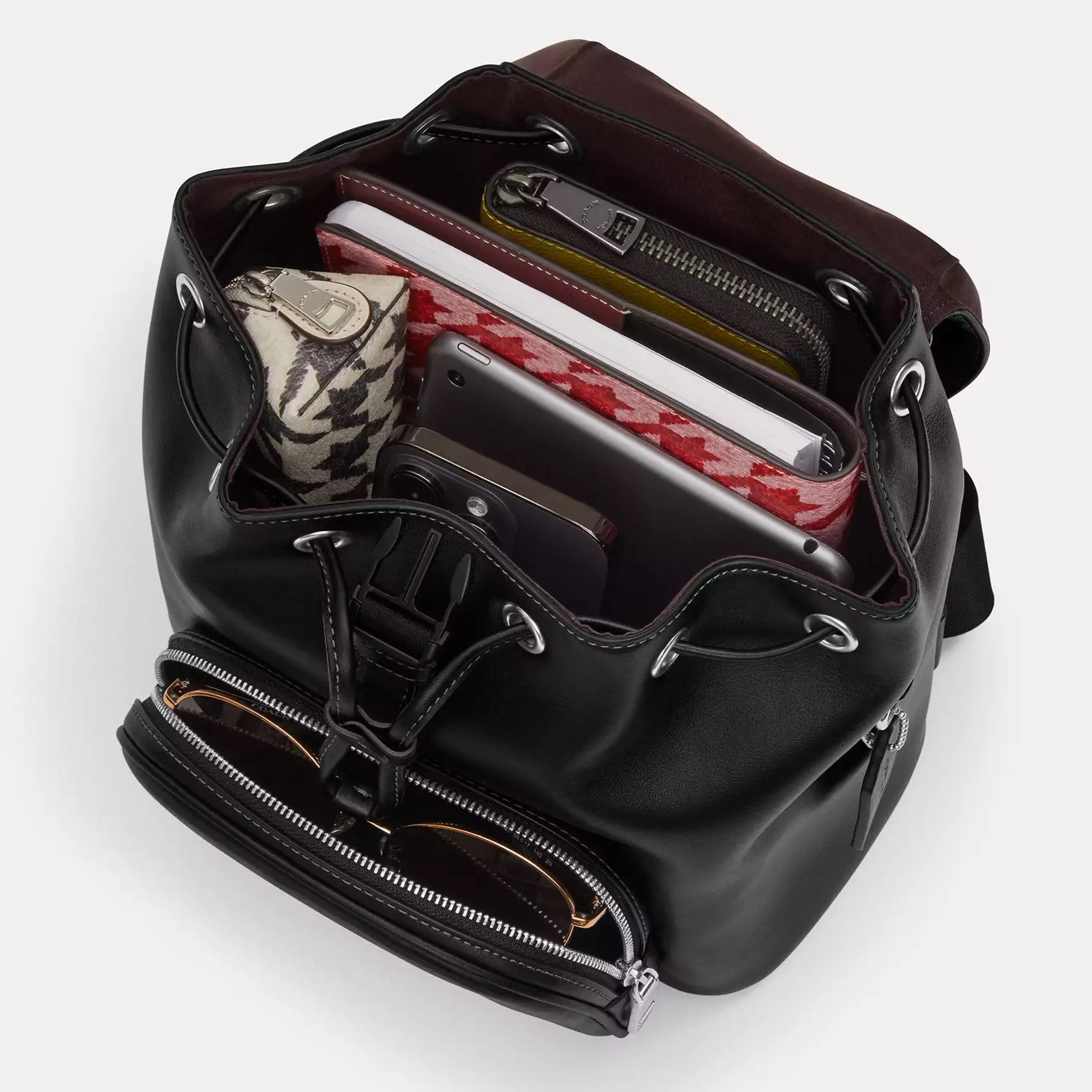 BALO NỮ COACH PACE SILVER BLACK REFINED CALF LEATHER BACKPACK CR100 1