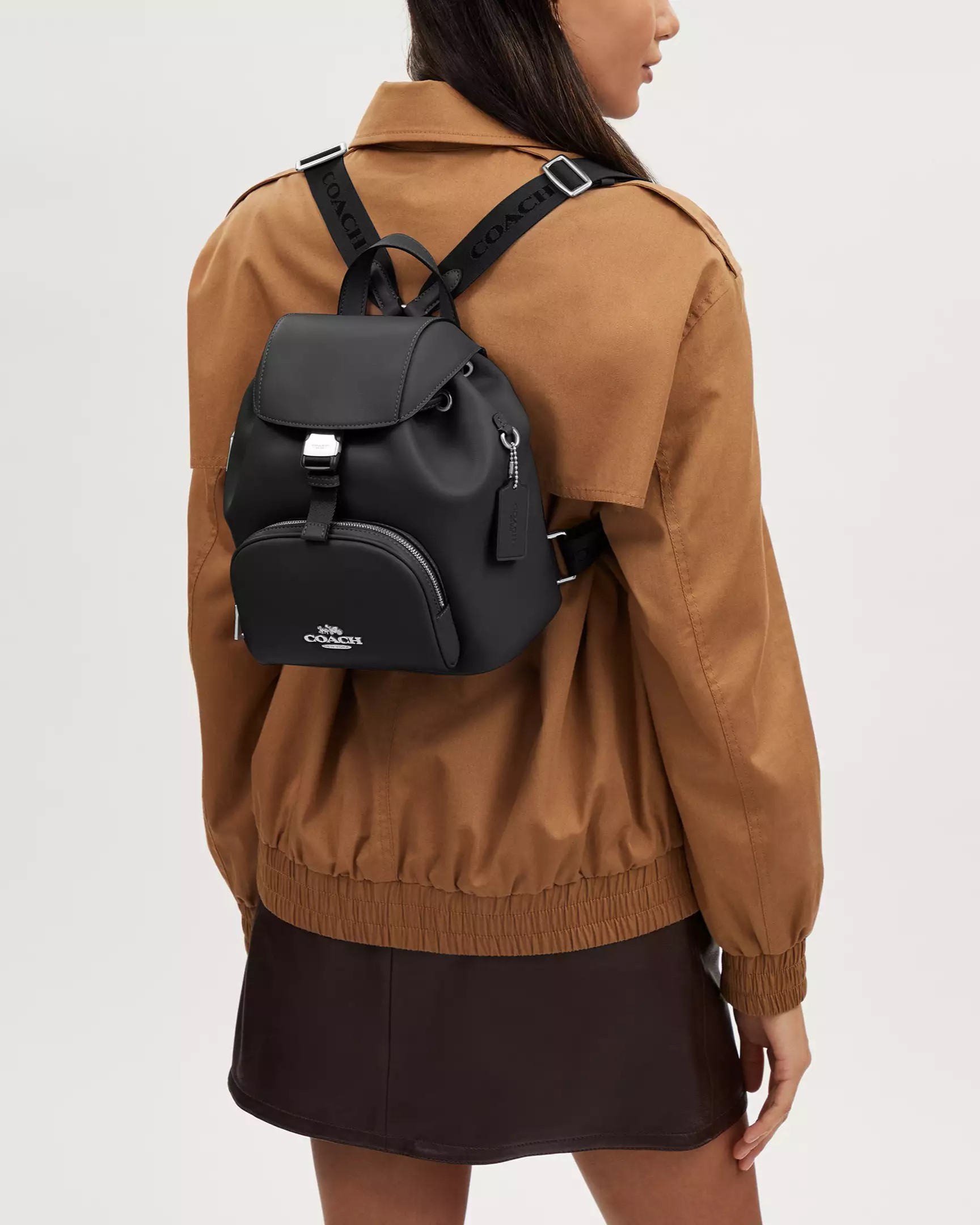 BALO NỮ COACH PACE SILVER BLACK REFINED CALF LEATHER BACKPACK CR100 3