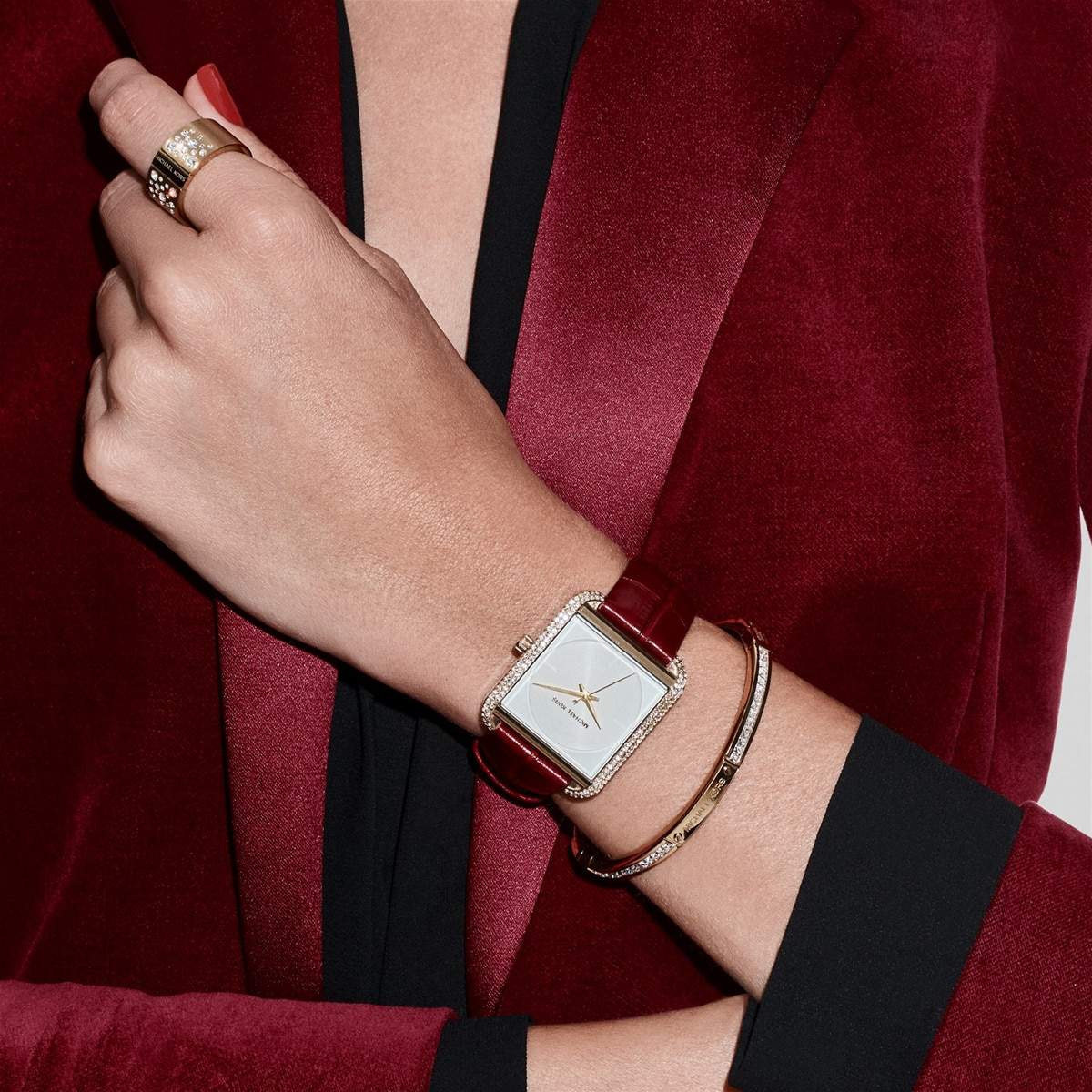 ĐỒNG HỒ NỮ MICHAEL KORS LAKE GLITZ RED LEATHER LADIES WATCH MK2623 1