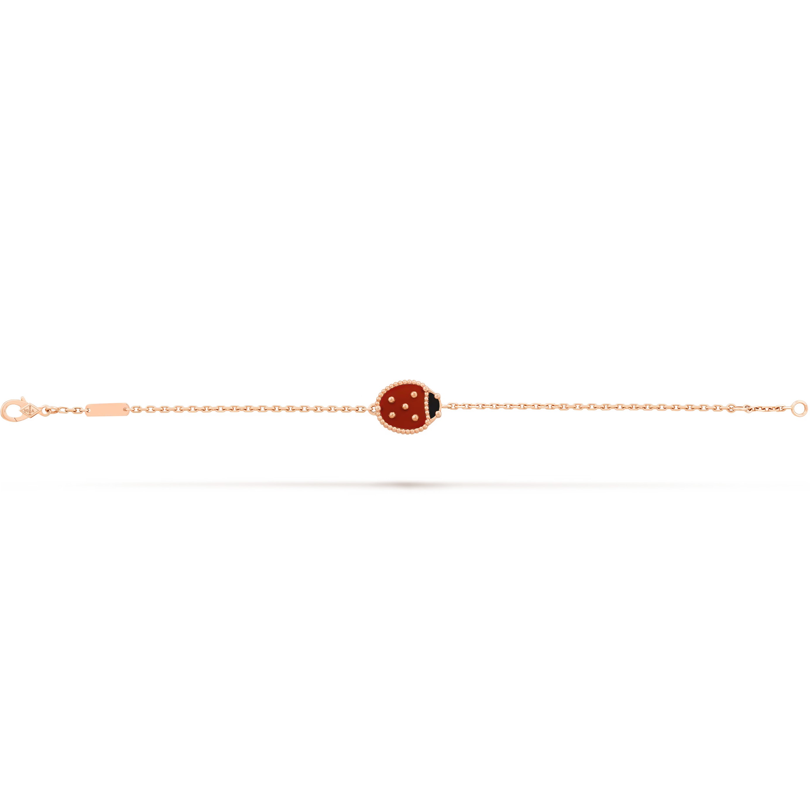 Vòng tay bọ rùa Van Cleef Arpels Lucky Spring Bracelet Closed Wings Ladybug Rose Gold Carnelian VCARP7R000 2