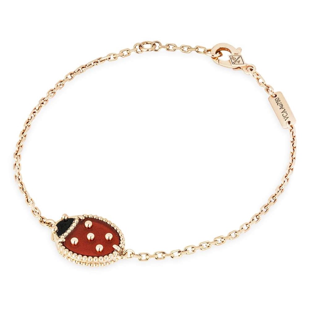 Vòng tay bọ rùa Van Cleef Arpels Lucky Spring Bracelet Closed Wings Ladybug Rose Gold Carnelian VCARP7R000 7