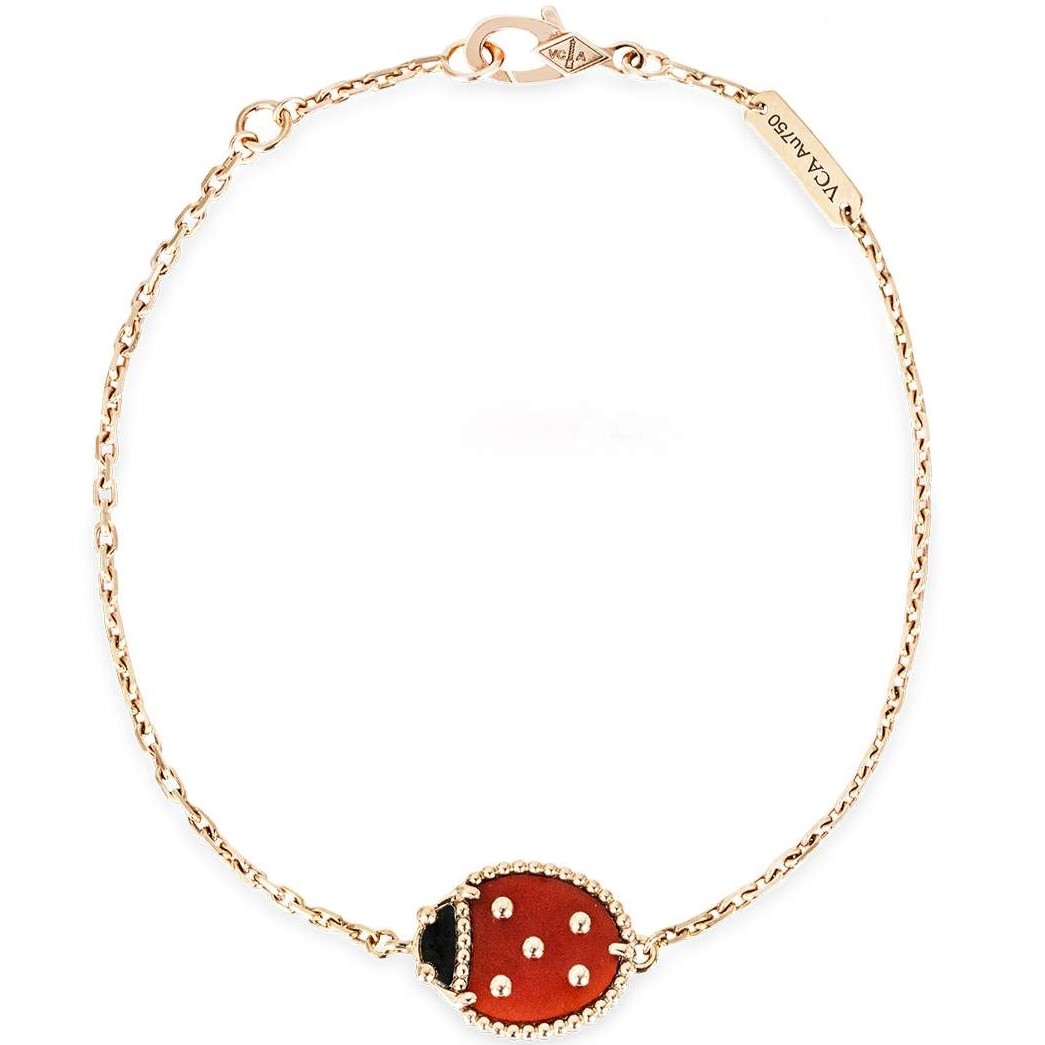 Vòng tay bọ rùa Van Cleef Arpels Lucky Spring Bracelet Closed Wings Ladybug Rose Gold Carnelian VCARP7R000 8