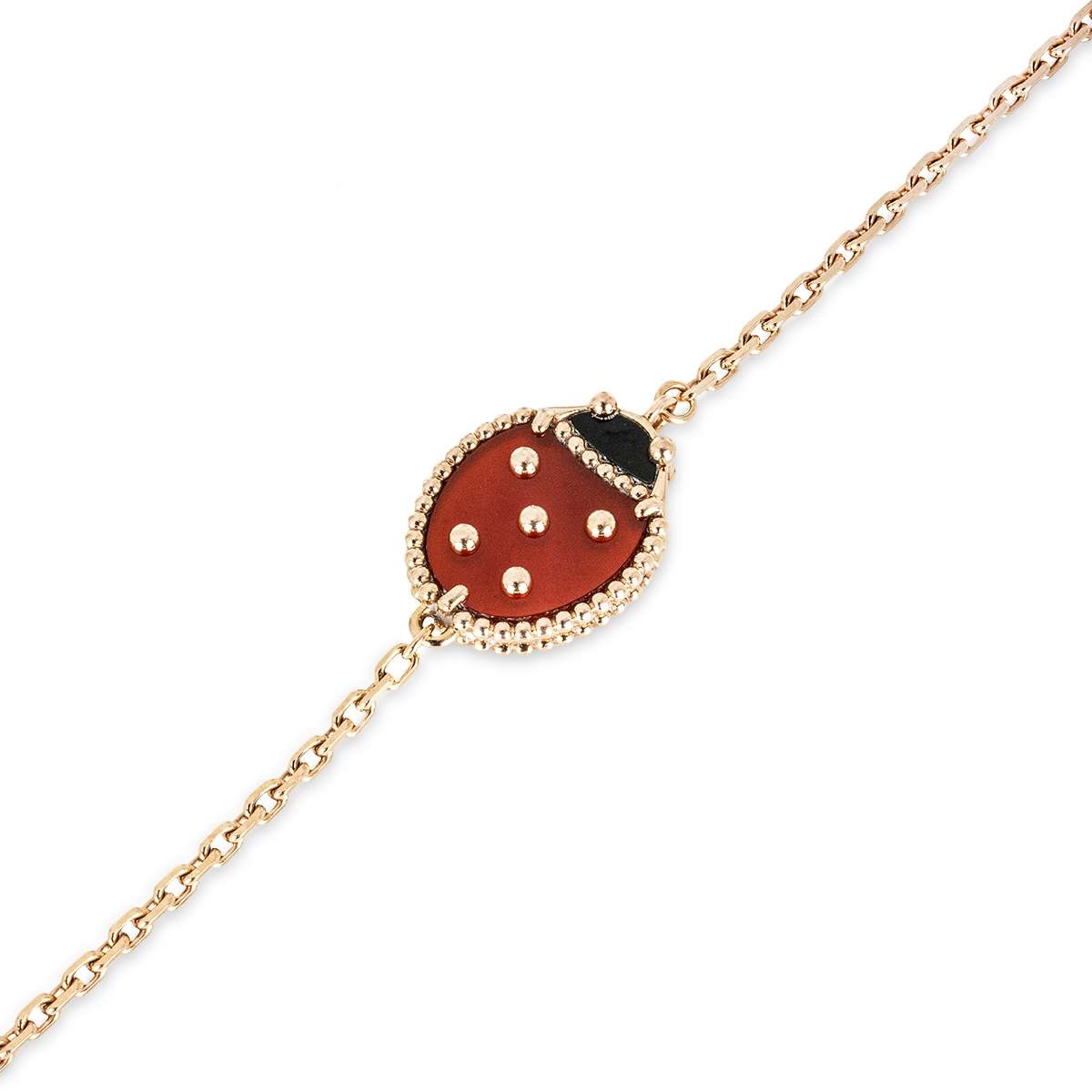 Vòng tay bọ rùa Van Cleef Arpels Lucky Spring Bracelet Closed Wings Ladybug Rose Gold Carnelian VCARP7R000 9