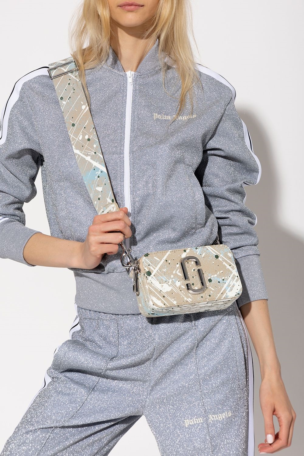 Túi Marc Jacobs Màu Nâu Xám Brown Rice Multi Paint The Splatter Snapshot Printed Leather Crossbody Bag 13