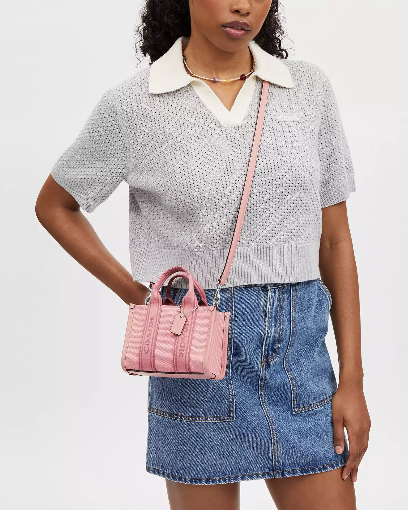 Túi xách nữ Coach Smith Mini Tote Silver Light Blush CS618 2