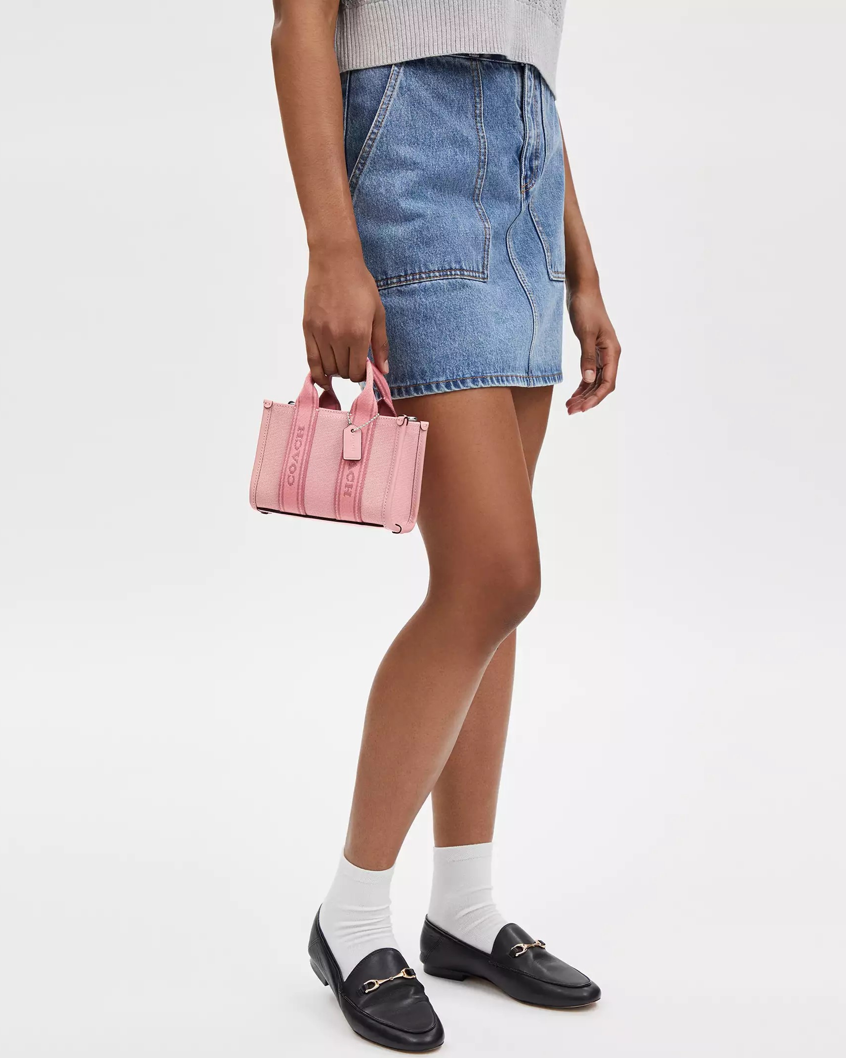 Túi xách nữ Coach Smith Mini Tote Silver Light Blush CS618 6