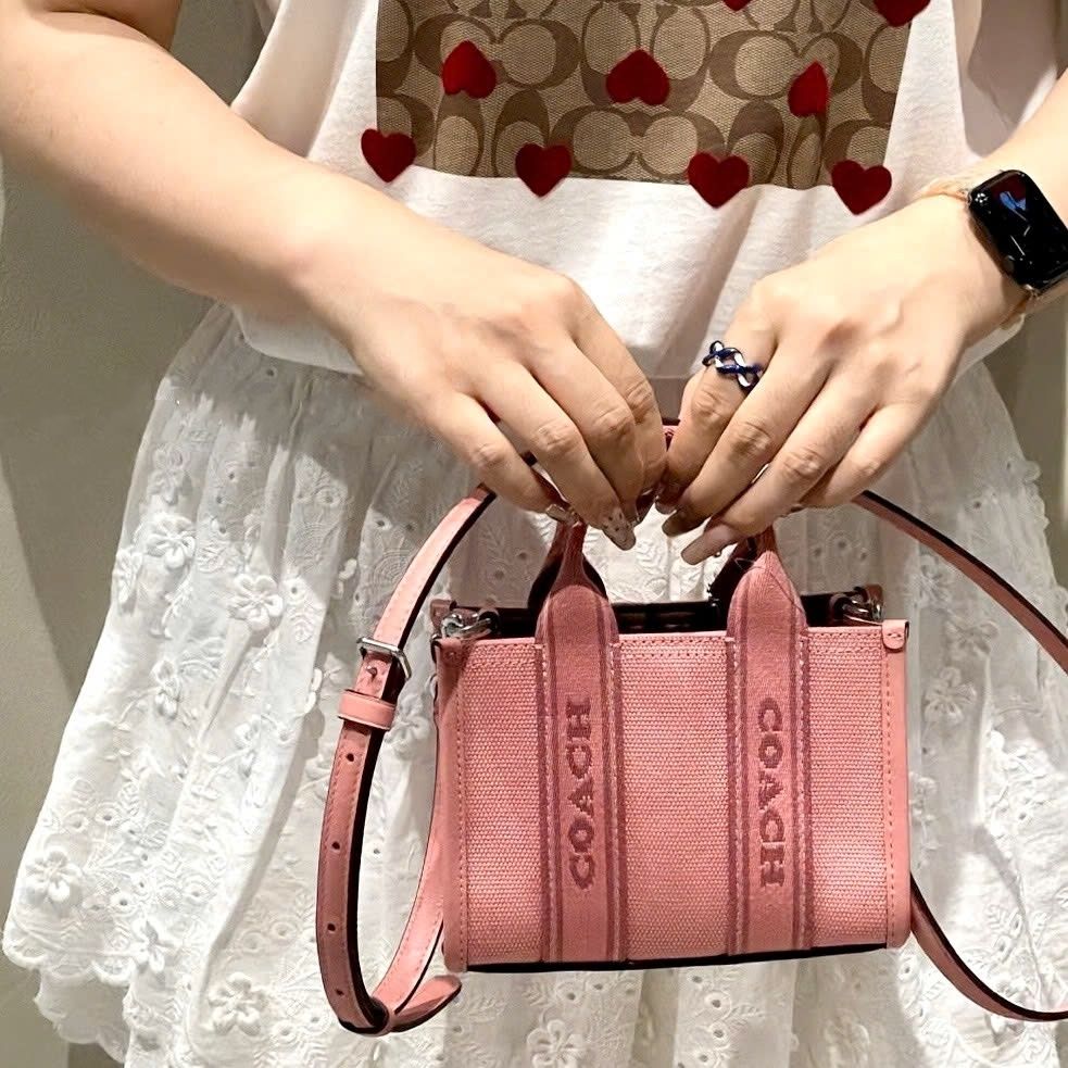 Túi xách nữ Coach Smith Mini Tote Silver Light Blush CS618 7