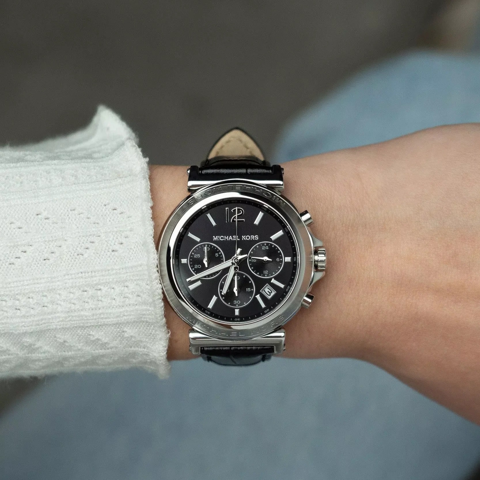 Đồng hồ nữ Michael Kors Maren Silver-Tone and Crocodile Embossed Leather MK7499 5