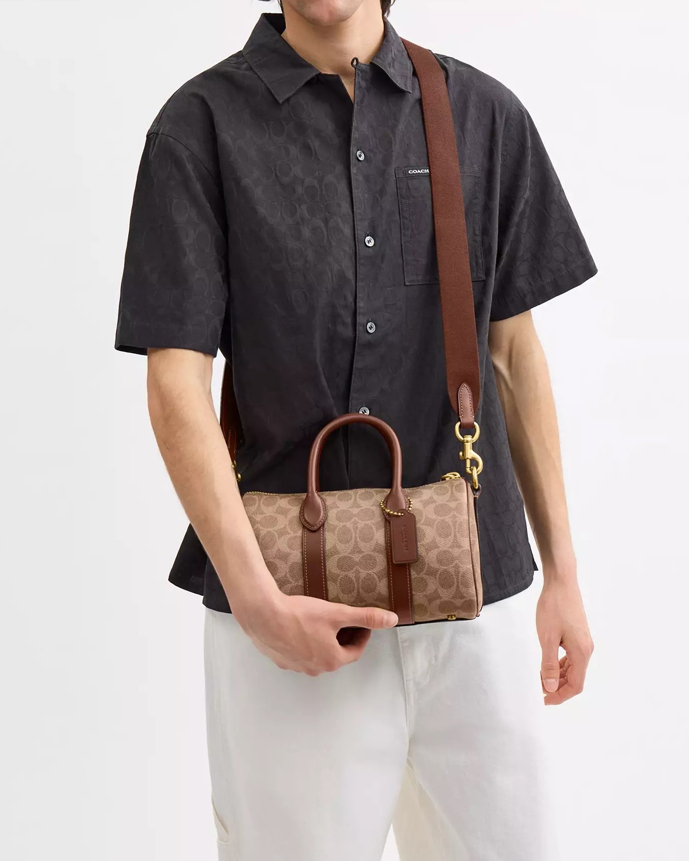 Túi Coach Compass Bag 25 In Signature Canvas Tan Multi CCF49 3