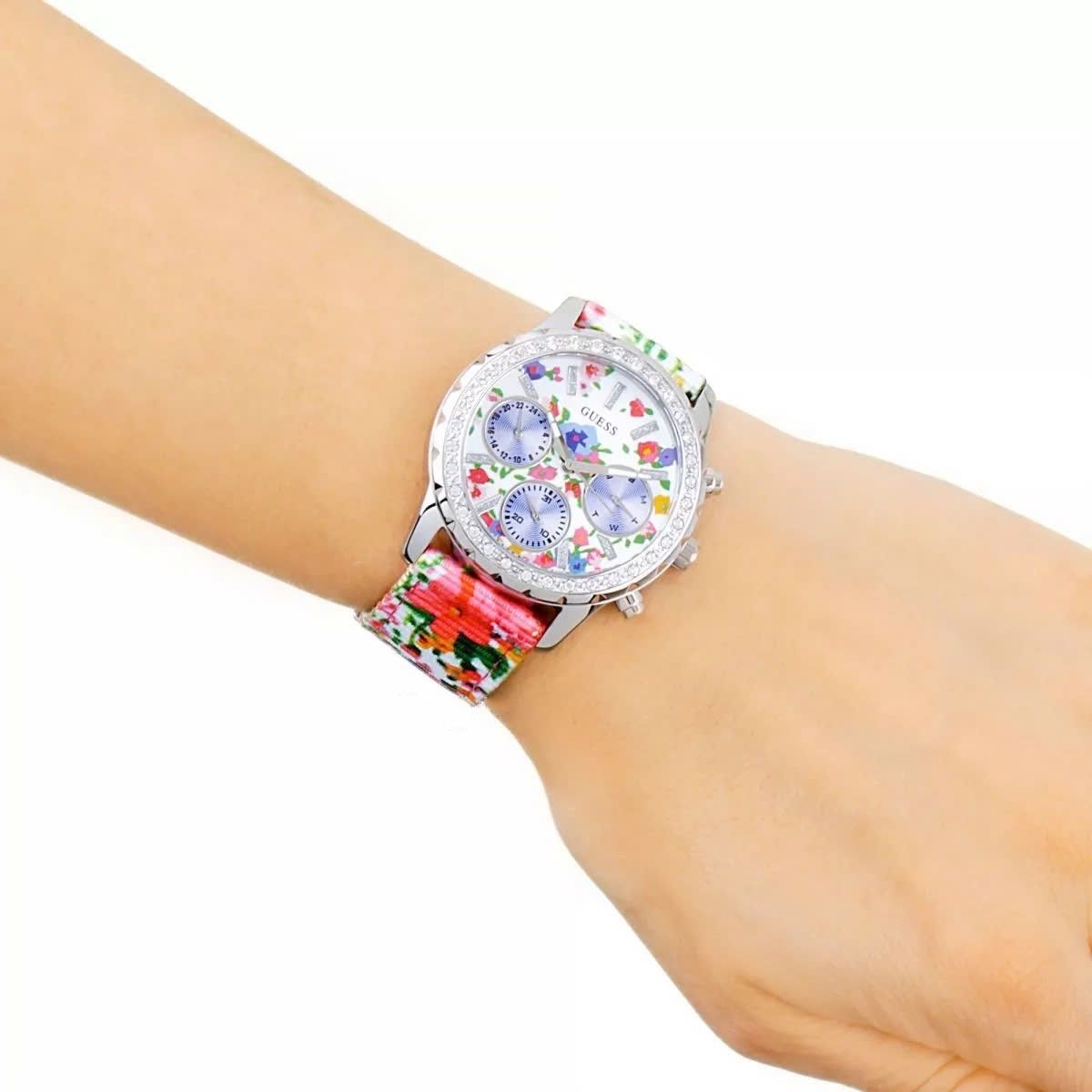 Đồng hồ nữ Guess Ladies Watch Melody Colorful Flower Pattern Nylon Strap W0903L1 1