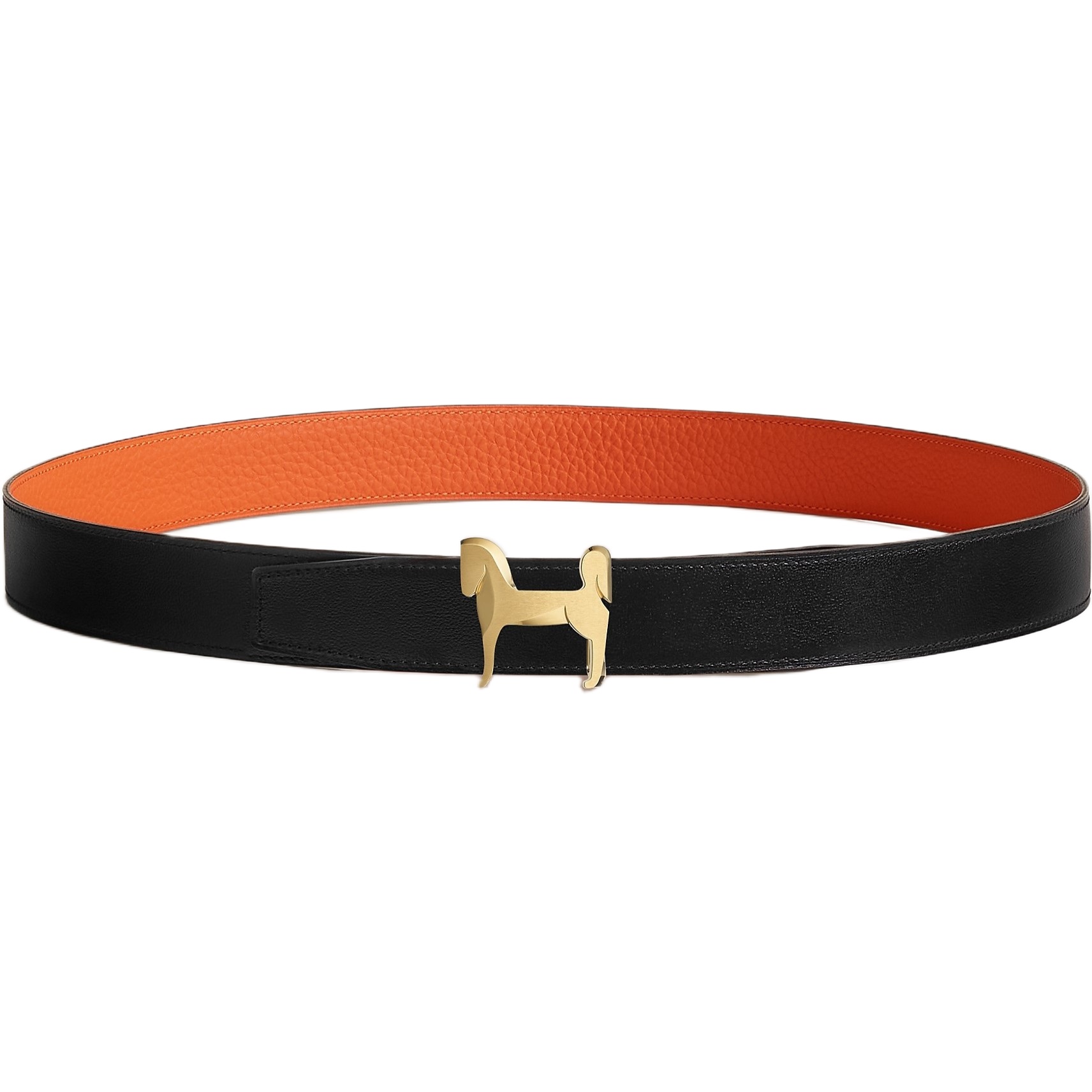Dây nịt Hermes Panache Permabrass Belt Buckle Reversible Leather Strap 32 mm Noir Orange 4