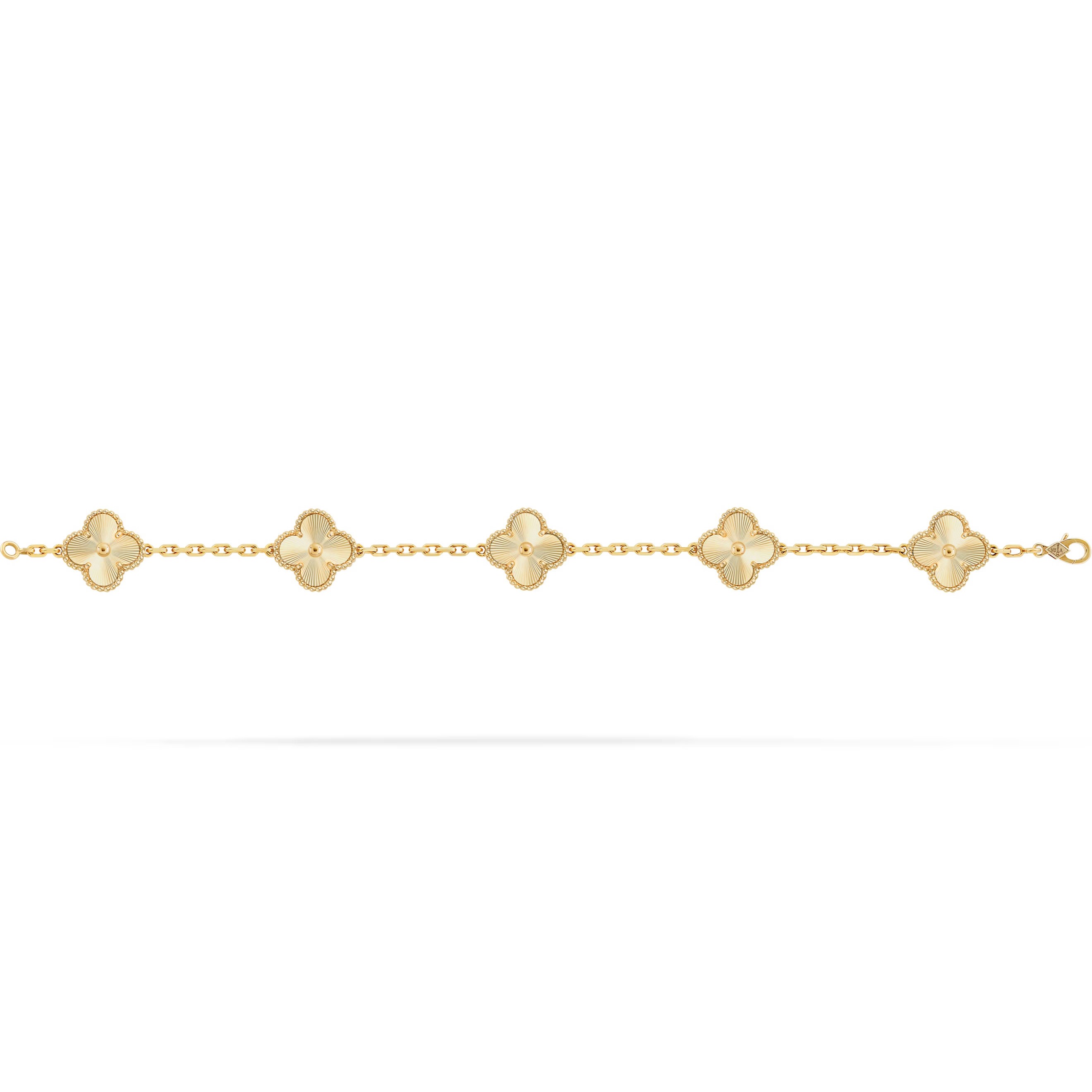 Vòng đeo tay cỏ 4 lá Van Cleef Arpels Vintage Alhambra 5 Motifs Bracelet Guilloché Yellow Gold VCARP3JK00 1