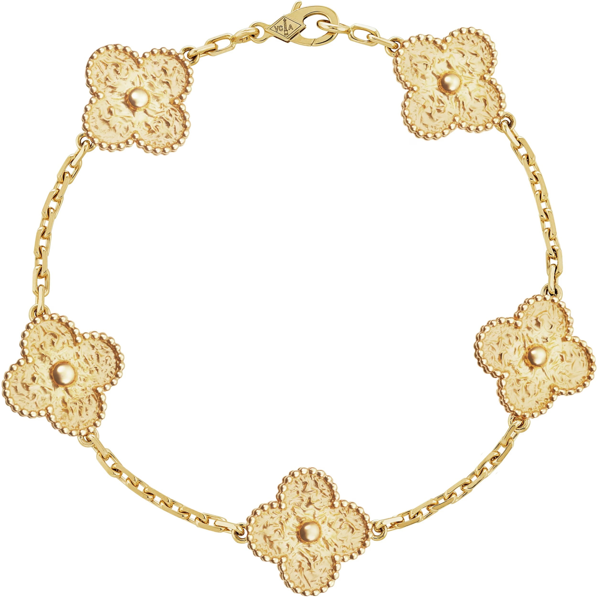 Vòng tay cỏ 4 lá Van Cleef Arpels Vintage Alhambra 5 Motifs Bracelet Yellow Gold VCARO1IE00 1