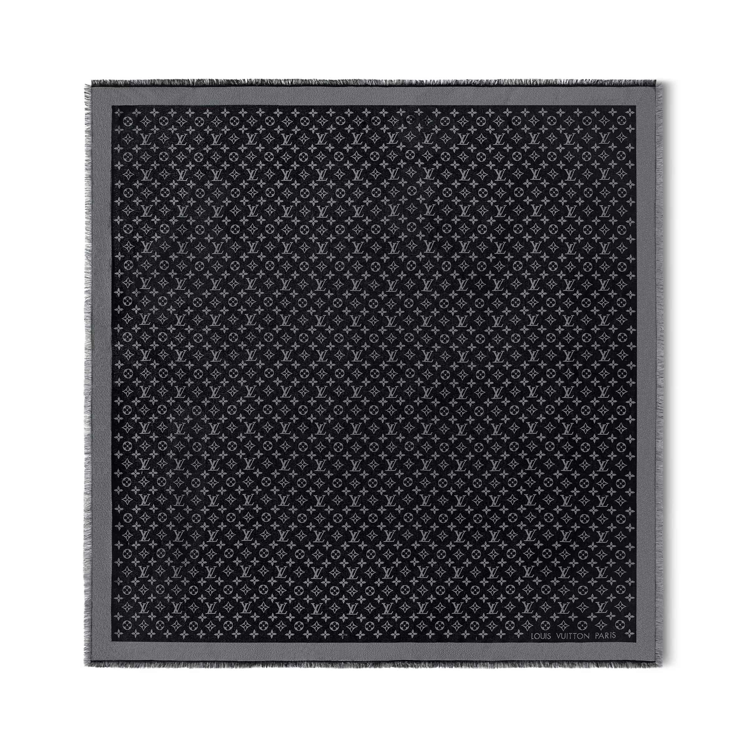 Khăn Choàng LV Louis Vuitton Monogram Shine Shawl Black M75123 6