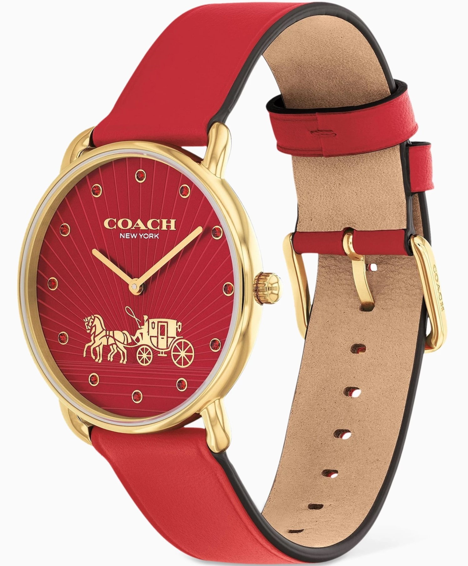 Đồng hồ Coach Womens Elliot Red Leather Strap Watch 14504615 2