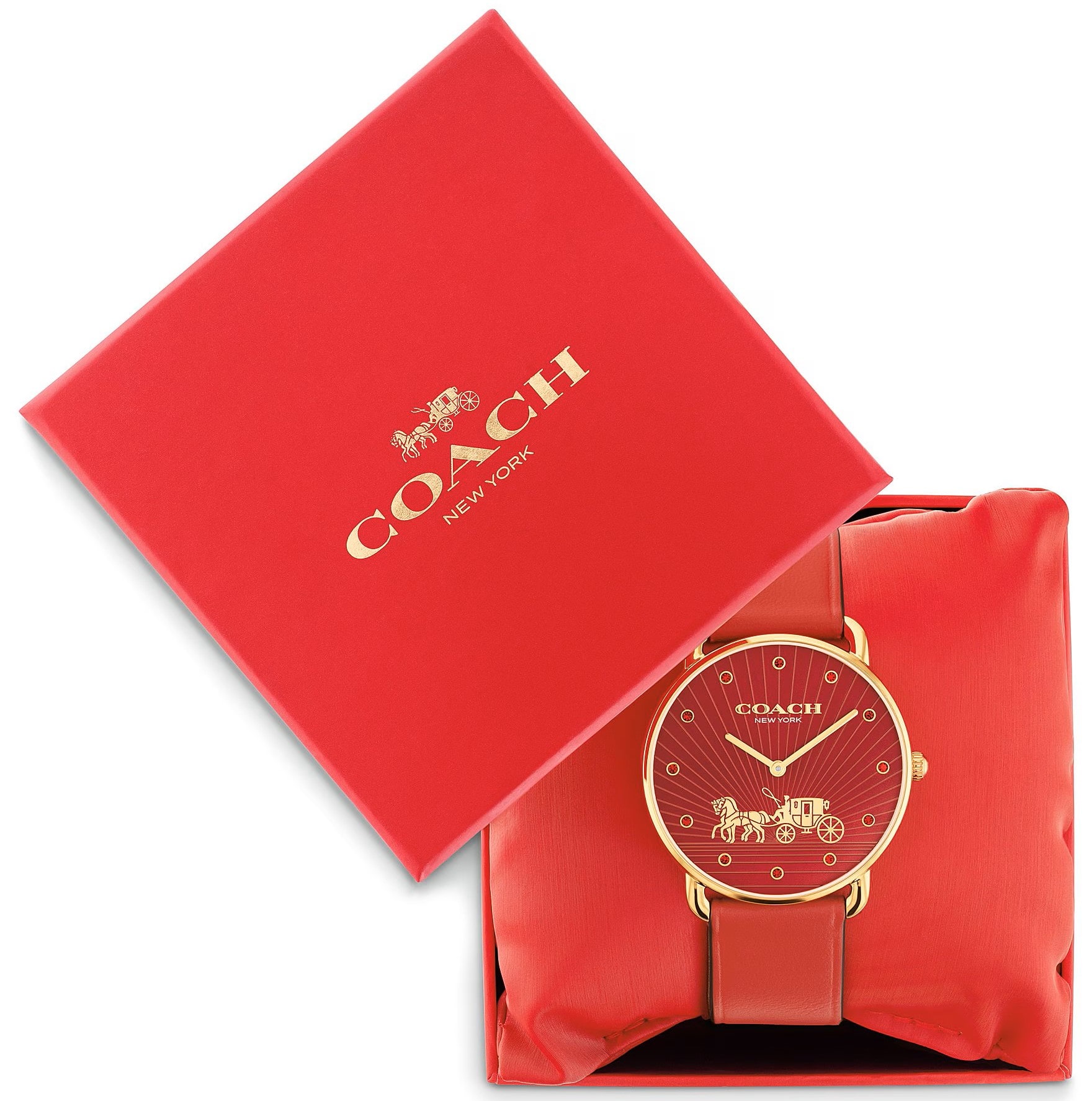 Đồng hồ Coach Womens Elliot Red Leather Strap Watch 14504615 4