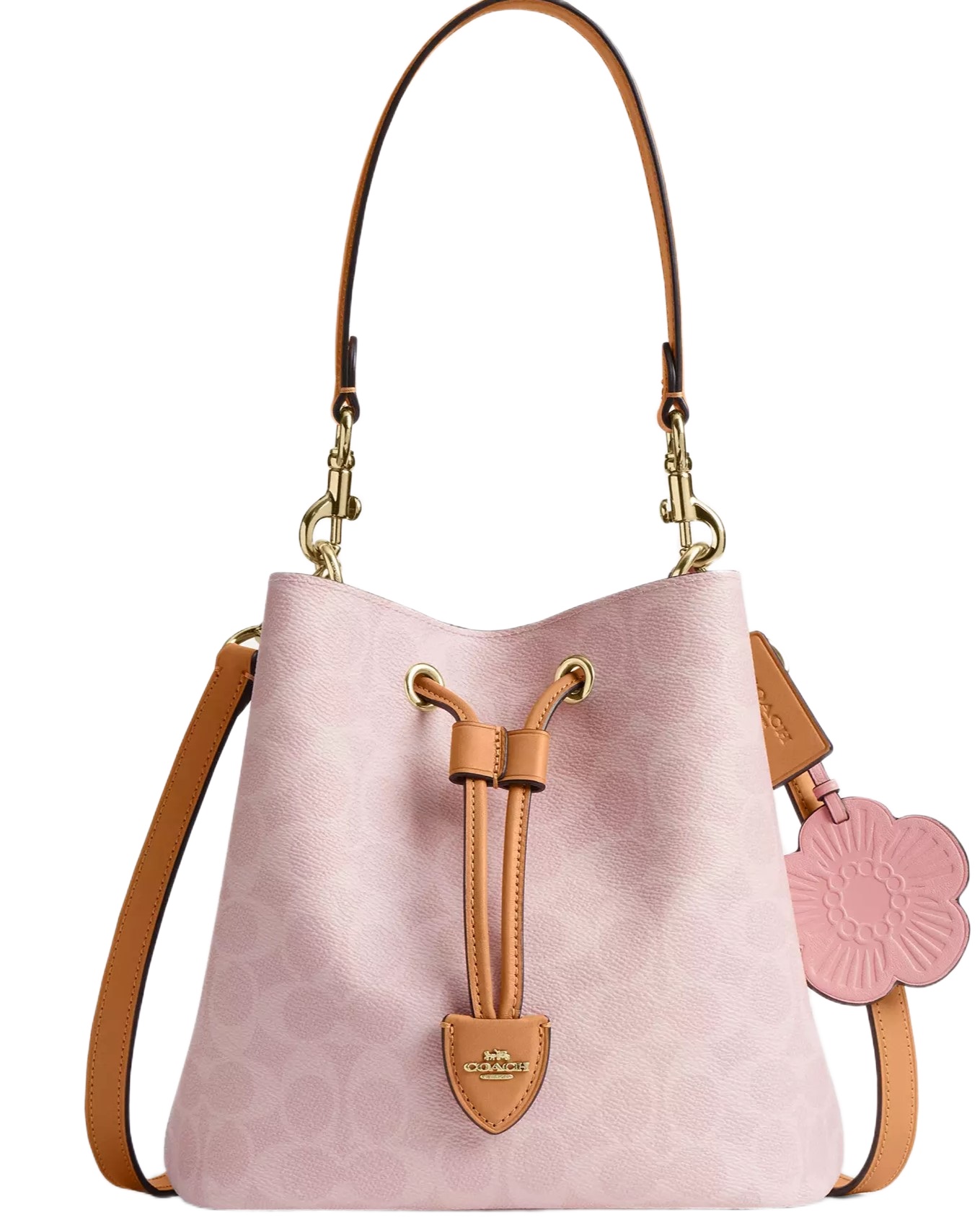 Túi Coach Rowan Bucket Bag In Signature Canvas With Charms Powder Pink CEA23 2