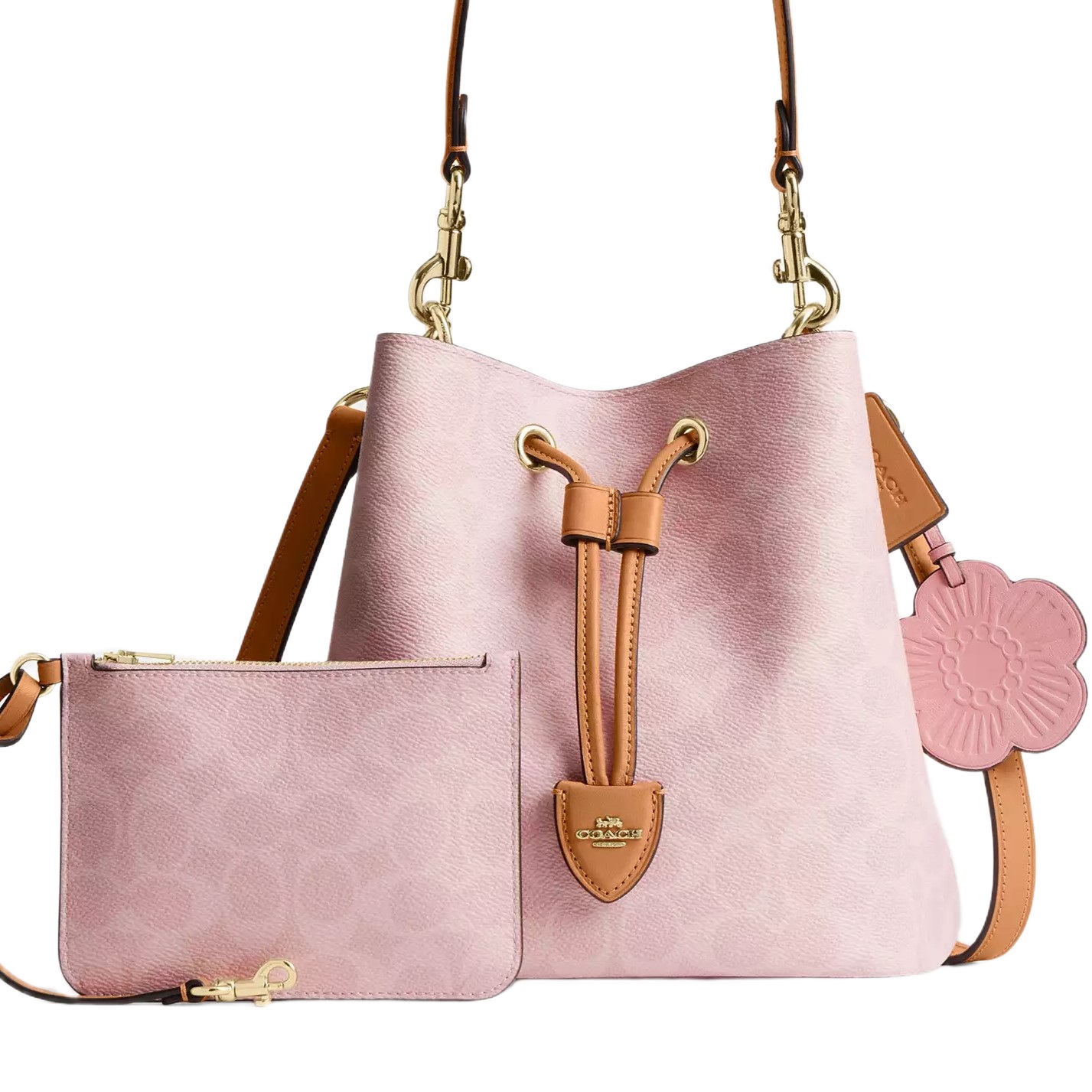 Túi Coach Rowan Bucket Bag In Signature Canvas With Charms Powder Pink CEA23 3
