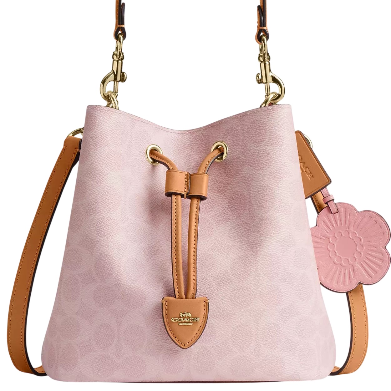 Túi Coach Rowan Bucket Bag In Signature Canvas With Charms Powder Pink CEA23 5