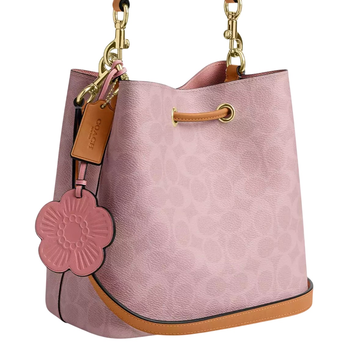 Túi Coach Rowan Bucket Bag In Signature Canvas With Charms Powder Pink CEA23 6