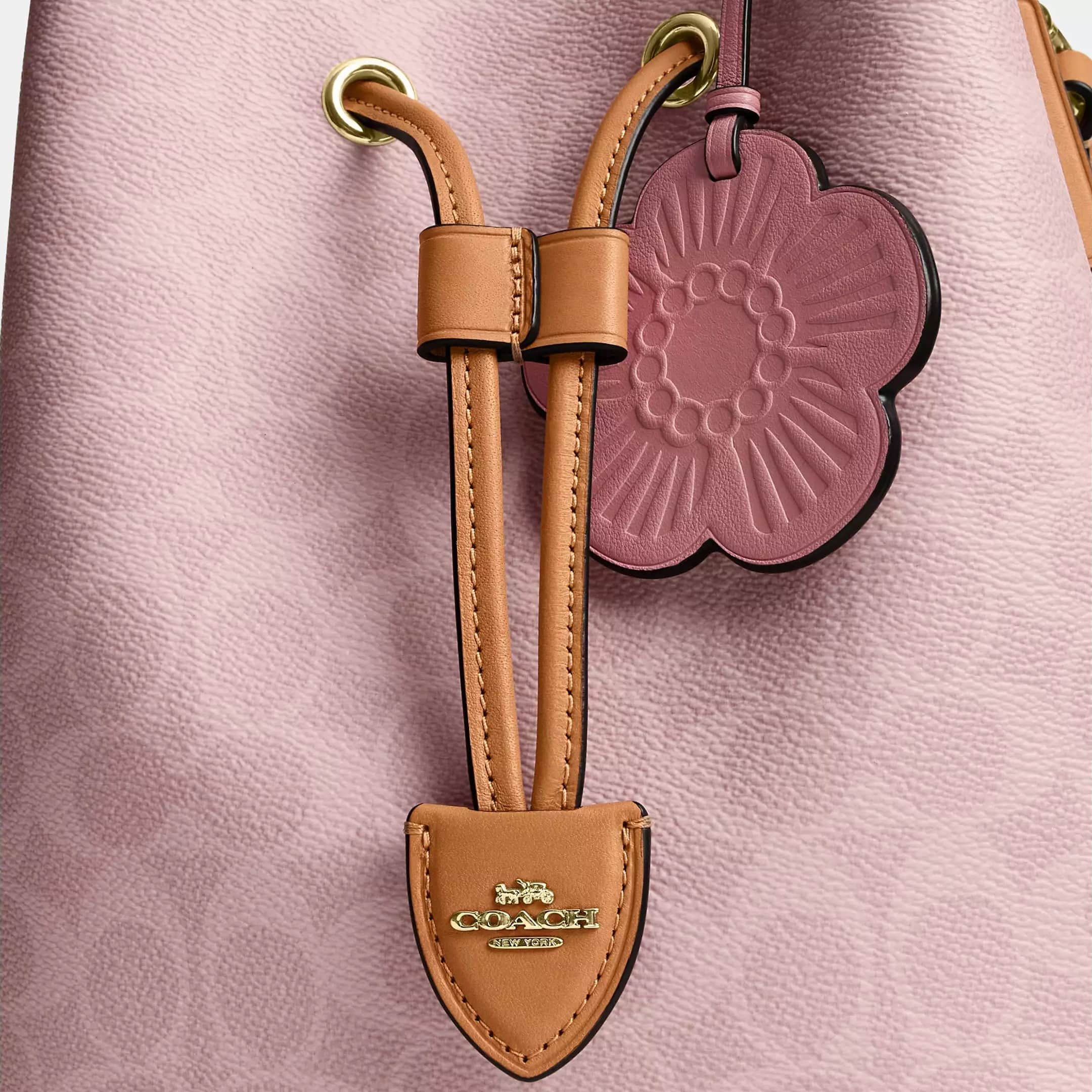 Túi Coach Rowan Bucket Bag In Signature Canvas With Charms Powder Pink CEA23 7