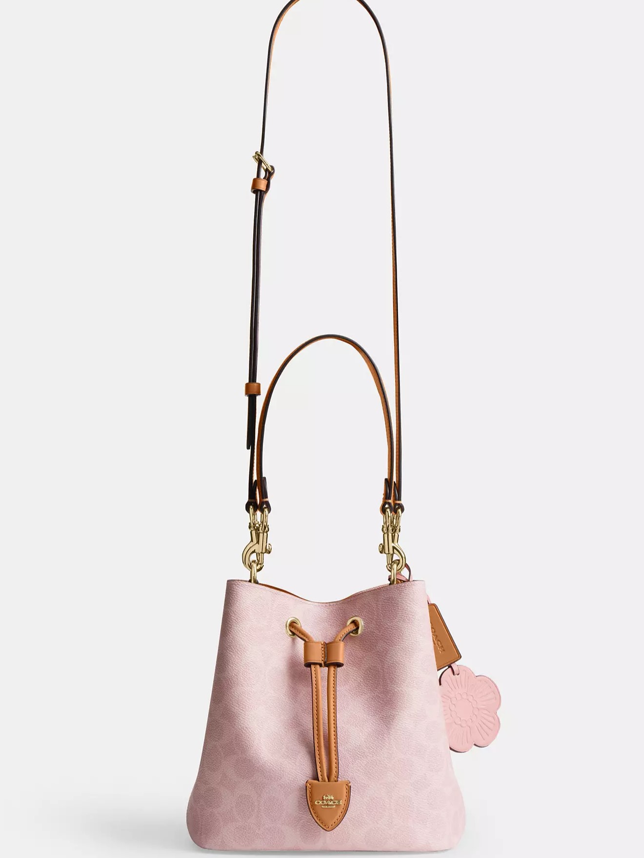 Túi Coach Rowan Bucket Bag In Signature Canvas With Charms Powder Pink CEA23 8