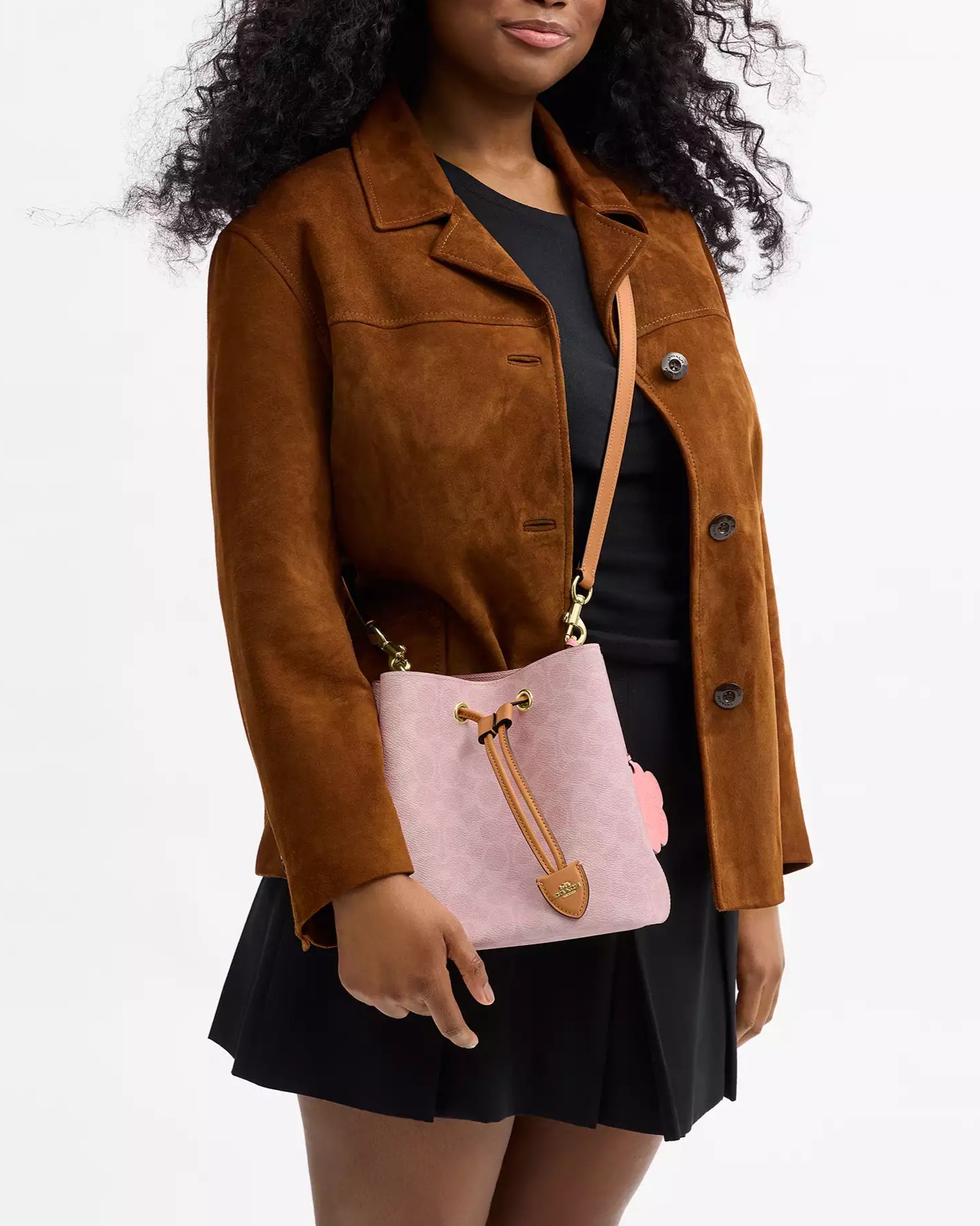 Túi Coach Rowan Bucket Bag In Signature Canvas With Charms Powder Pink CEA23 10