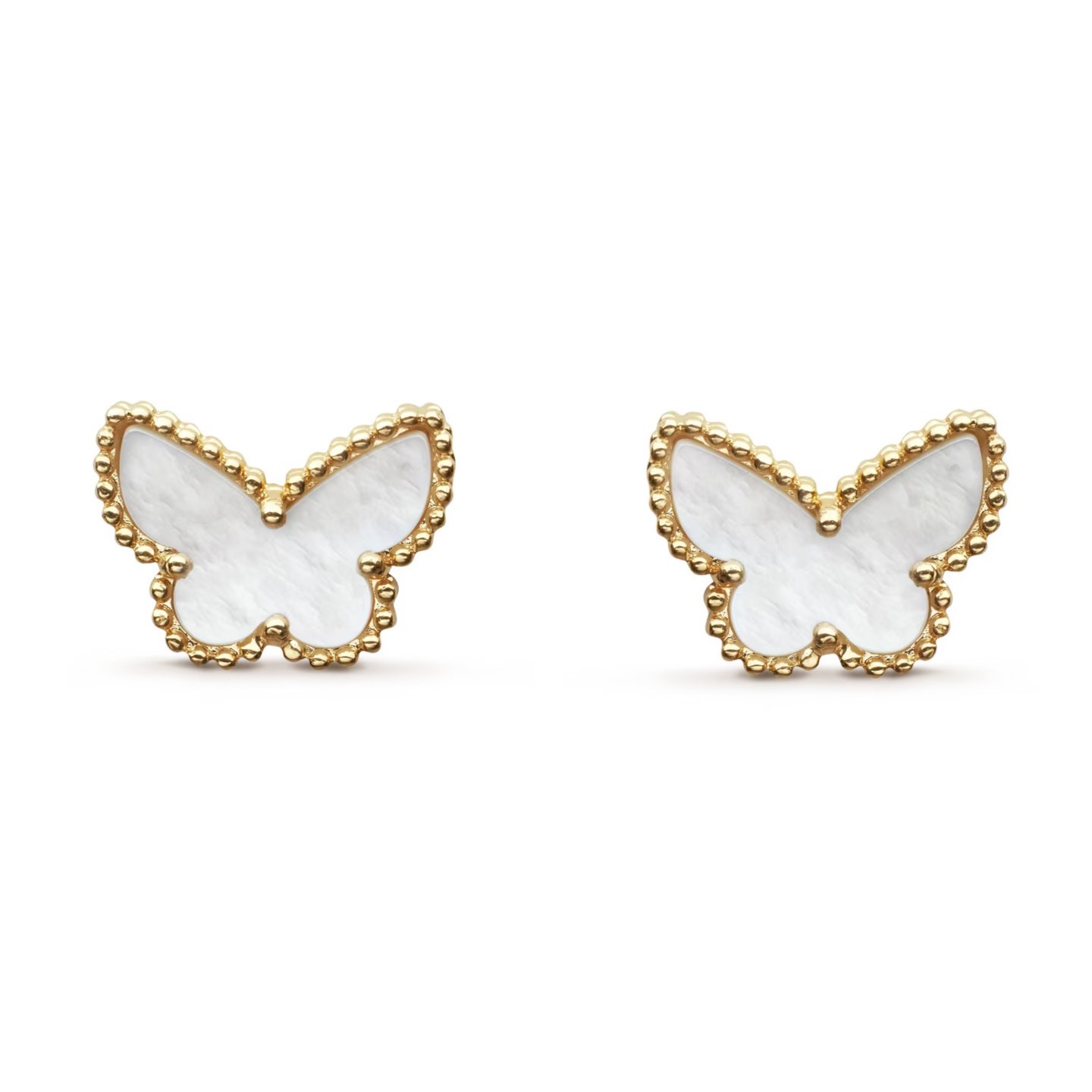 HOA TAI VAN CLEEF & ARPELS SWEET ALHAMBRA BUTTERFLY EARSTUDS 18K YELLOW GOLD WHITE MOTHER OF PEARL VCARN5JM00 1