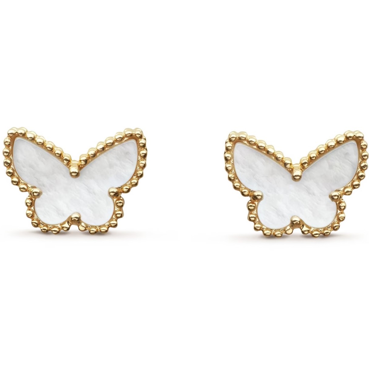HOA TAI VAN CLEEF & ARPELS SWEET ALHAMBRA BUTTERFLY EARSTUDS 18K YELLOW GOLD WHITE MOTHER OF PEARL VCARN5JM00 4