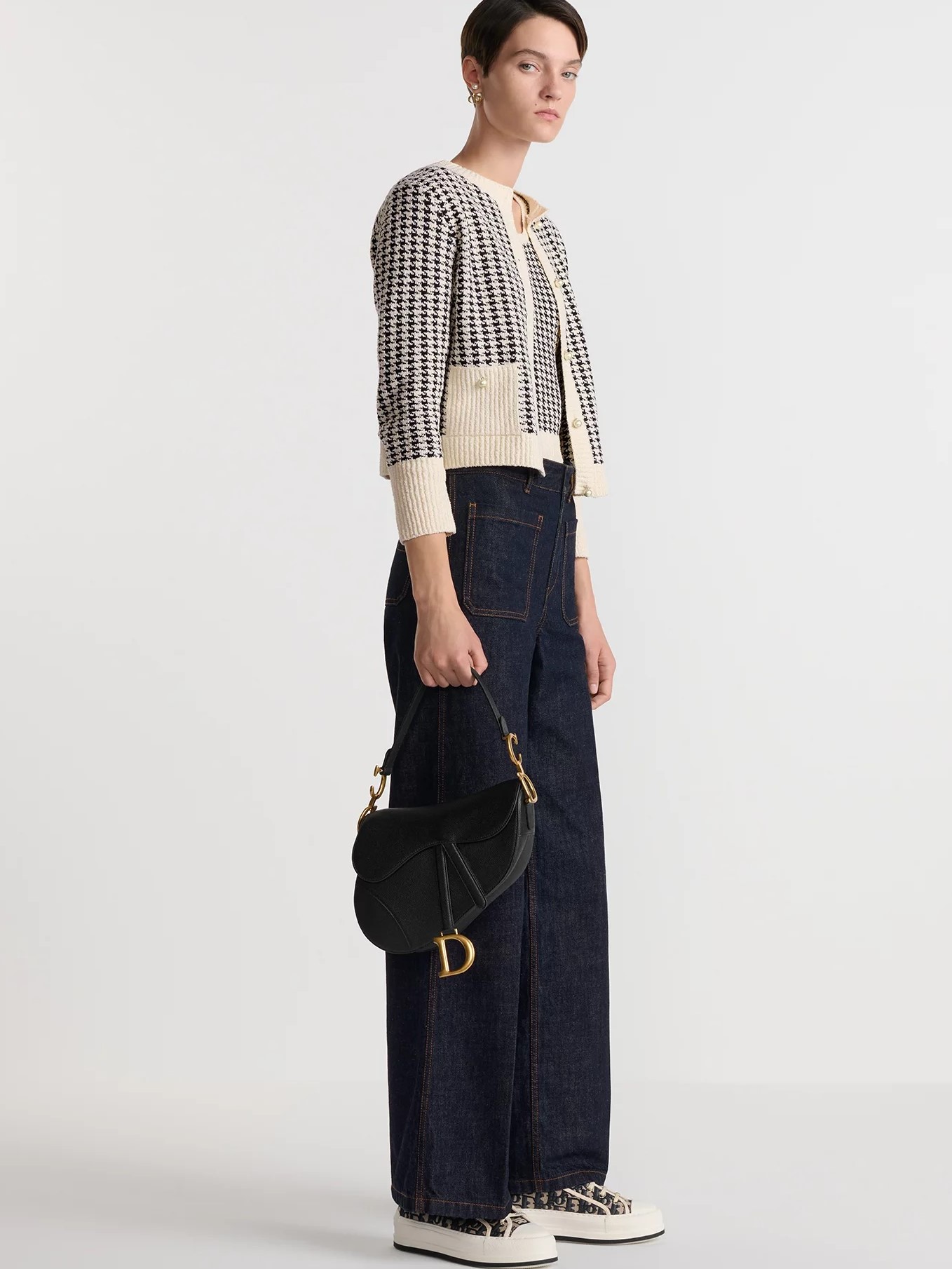 Túi Dior Saddle Bag With Shoulder Strap Black Grained Calfskin 1
