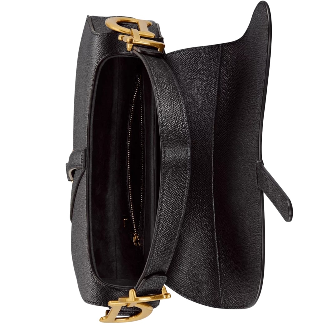 Túi Dior Saddle Bag With Shoulder Strap Black Grained Calfskin 3