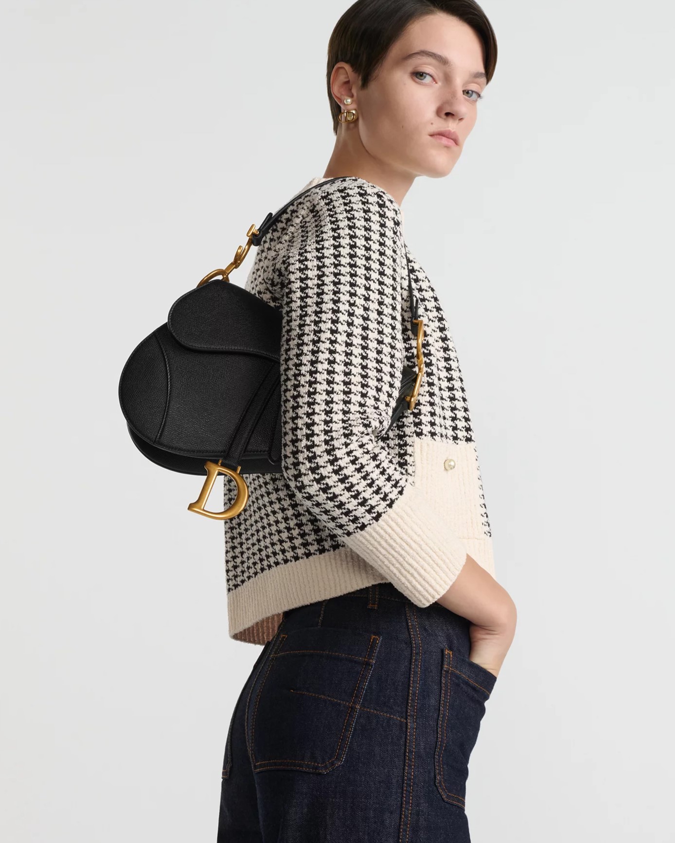 Túi Dior Saddle Bag With Shoulder Strap Black Grained Calfskin 9