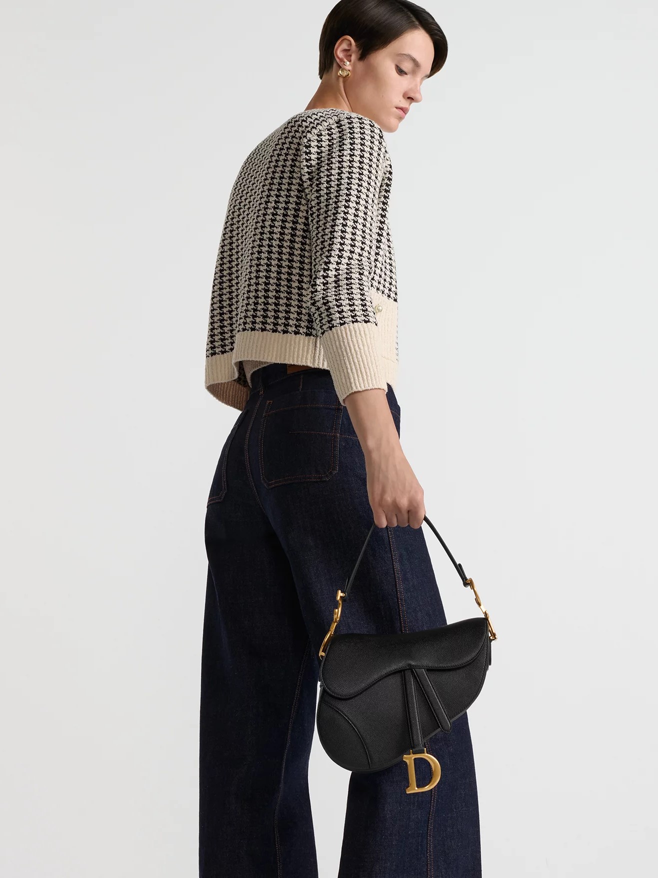 Túi Dior Saddle Bag With Shoulder Strap Black Grained Calfskin 10
